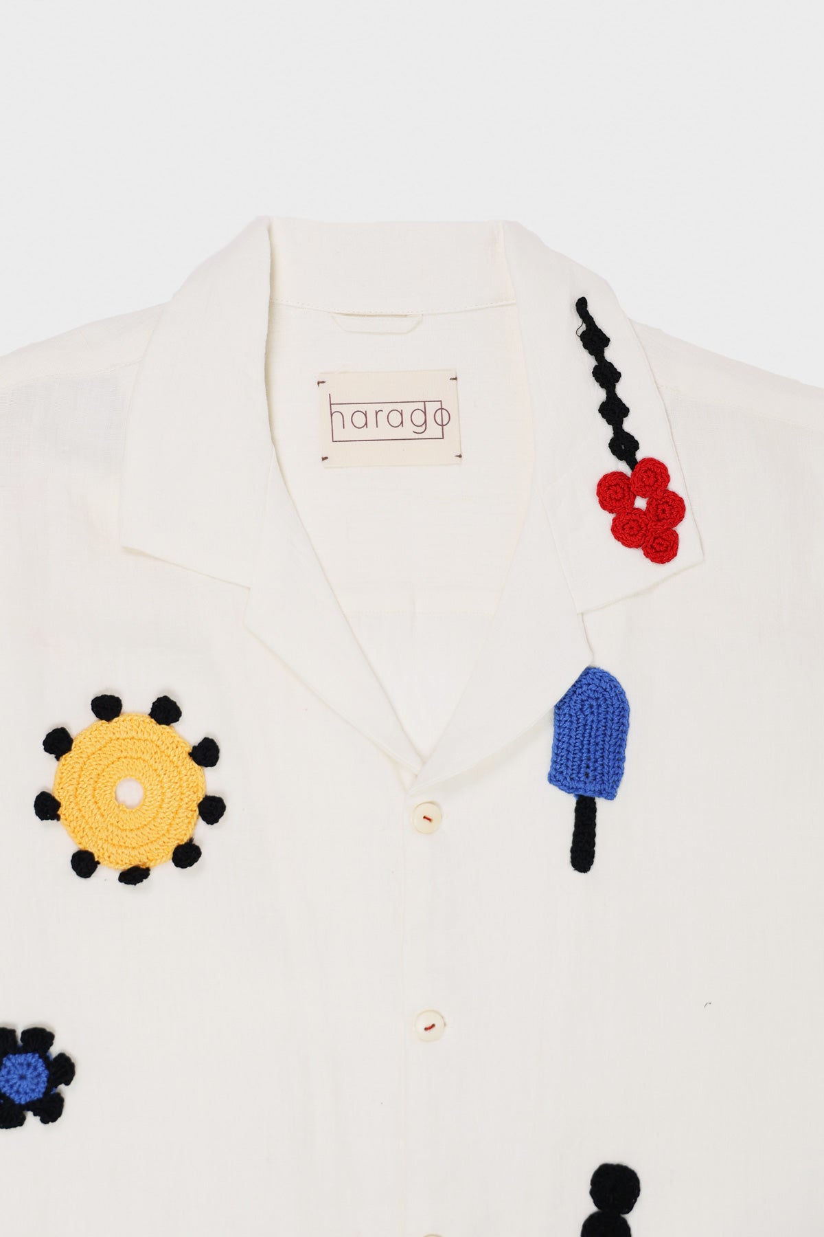 Harago - Flower Crochet Applique Shirt - White - Canoe Club