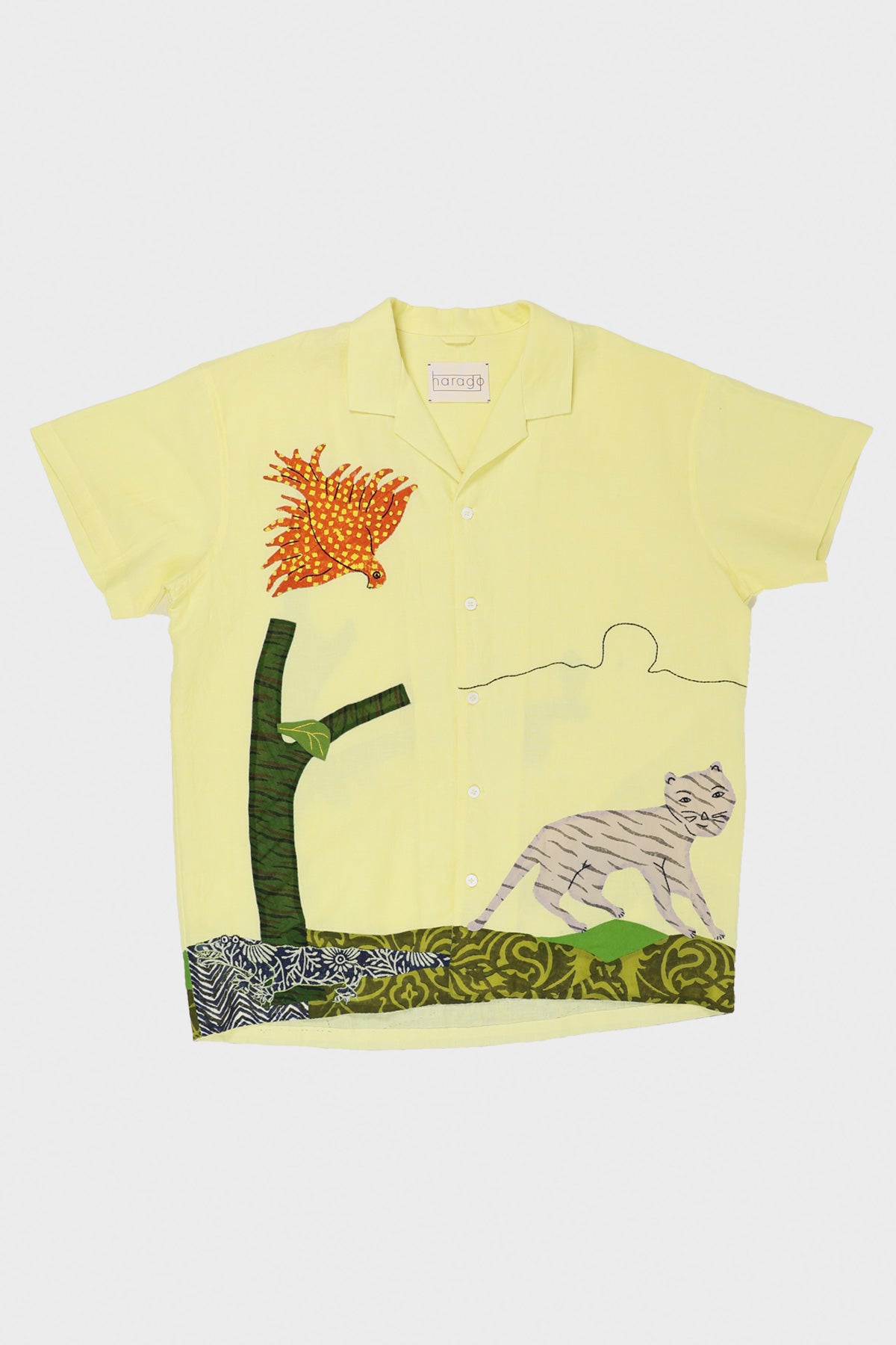 Harago - Jungle Scene Applique Shirt - Lime Green - Canoe Club