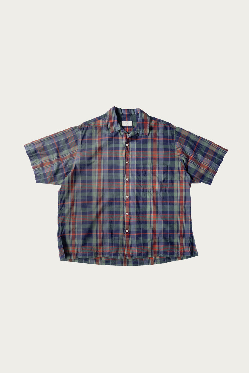 Herill Lawncheck Open Collar Shirt | Blue Check | Canoe Club
