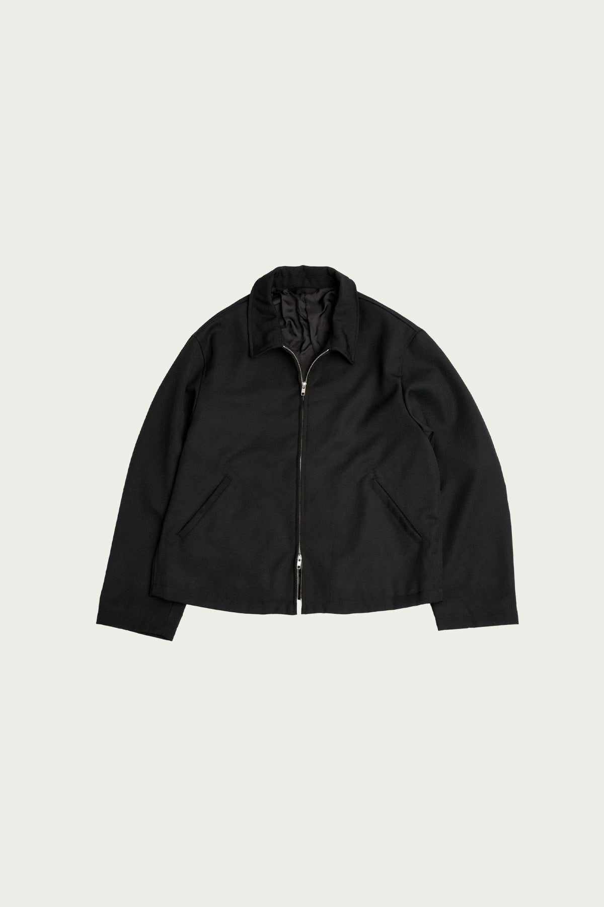 James Coward - Site Jacket - Black Heavyweight Wool Gabardine - Canoe Club