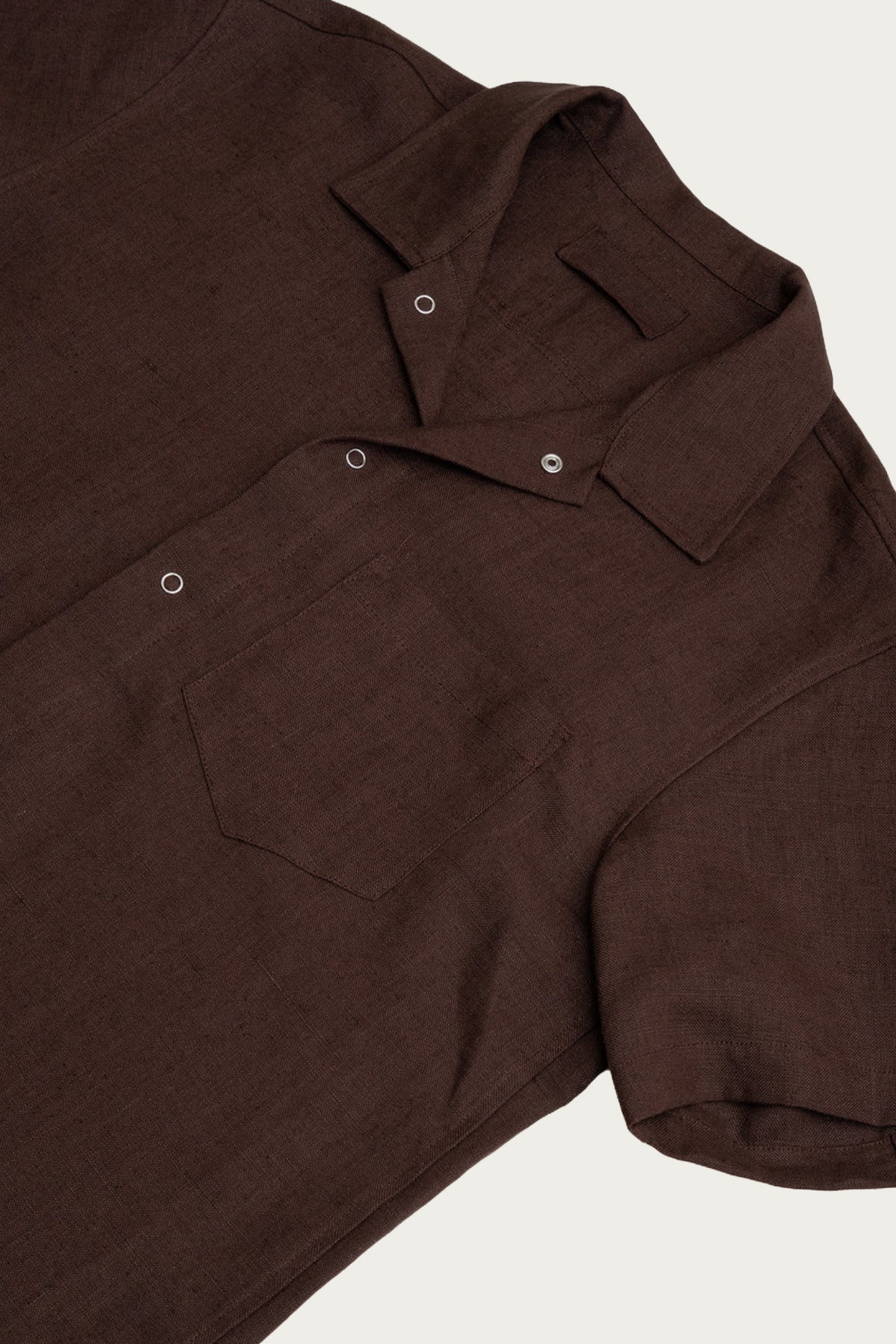 James Coward - Sundown Shirt - Chocolate Brown Welterweight Belgian Linen - Canoe Club