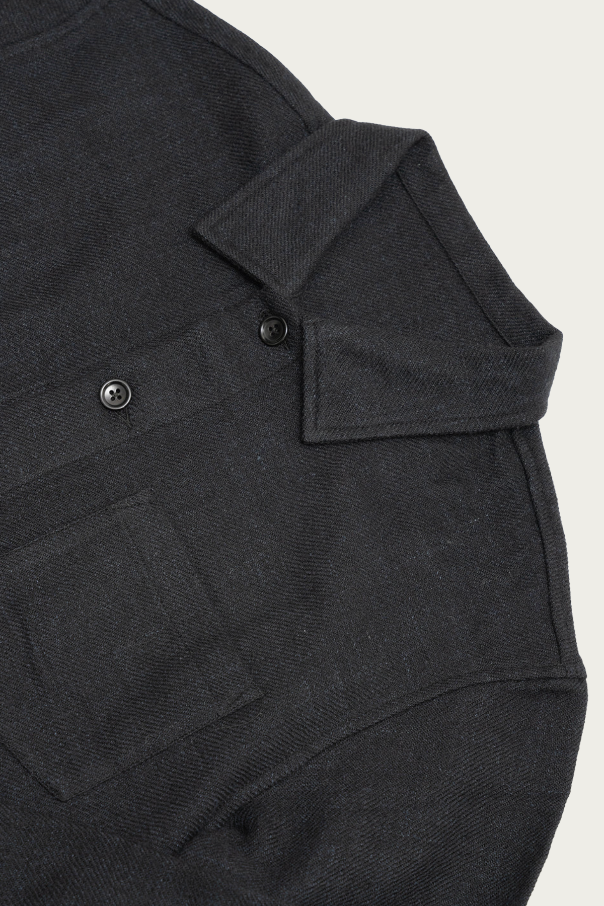 James Coward - Travail Shirt - Black Shetland Wool/Linen Twill - Canoe Club