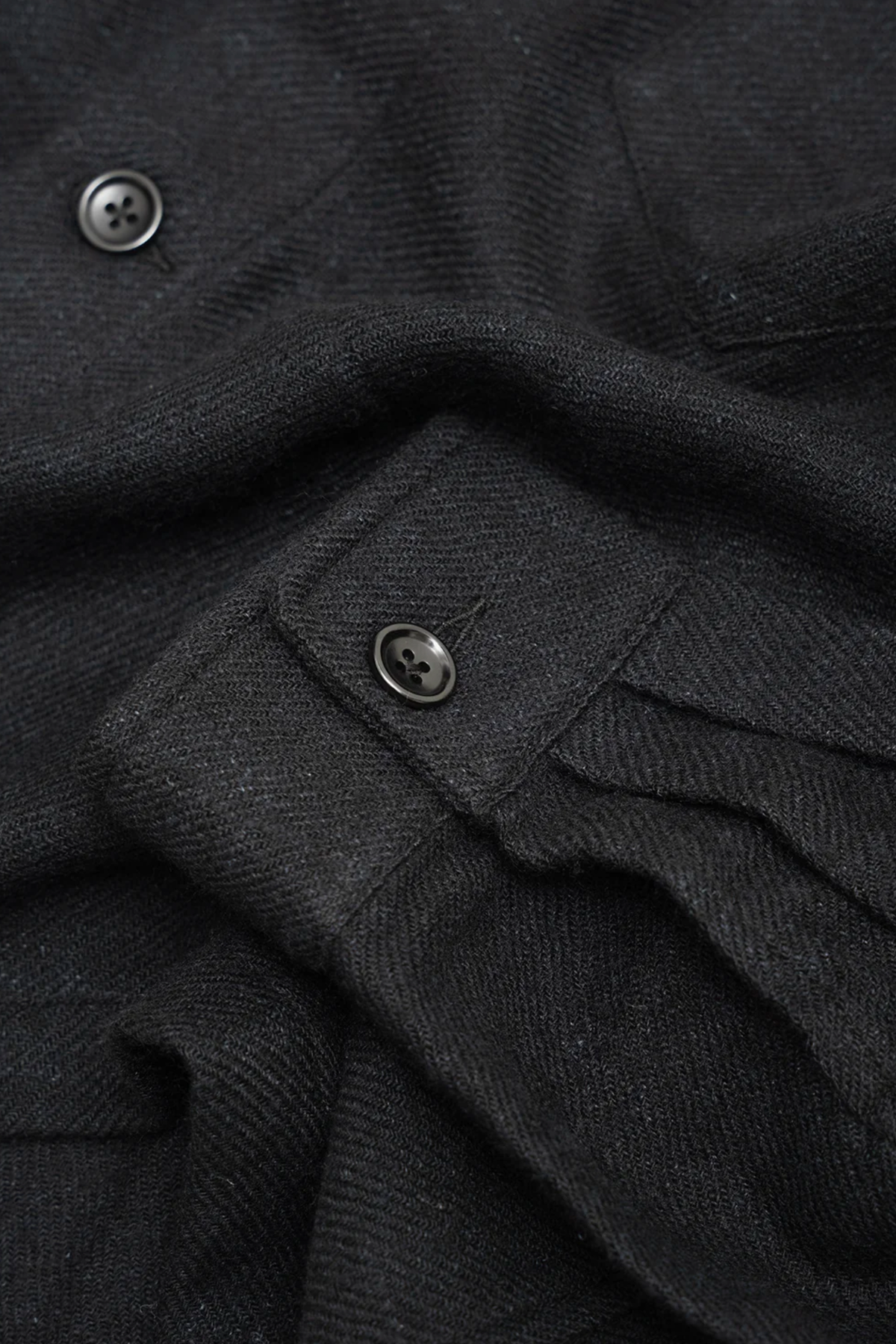 James Coward - Travail Shirt - Black Shetland Wool/Linen Twill - Canoe Club