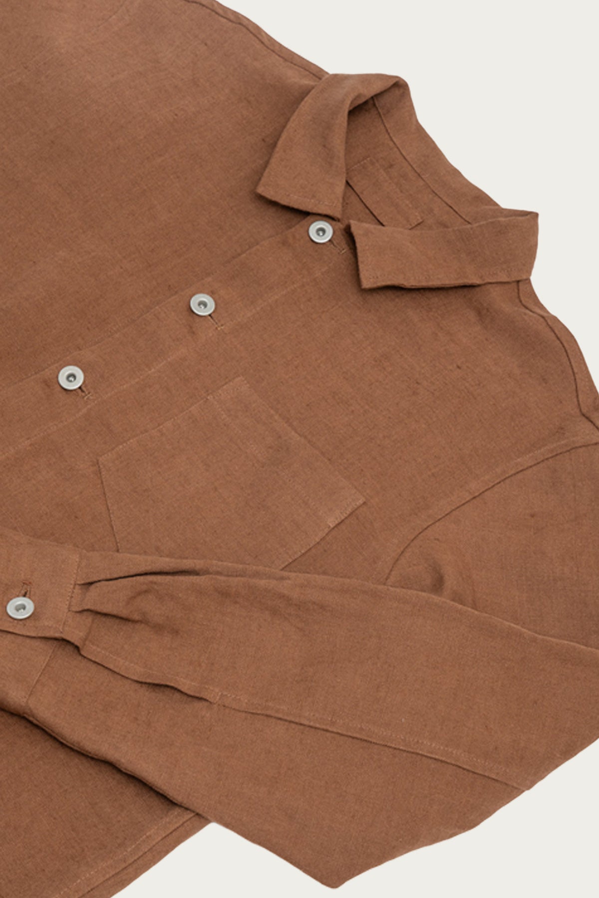 James Coward - Travail Shirt - Corsica Brown Welterweight Belgian Linen - Canoe Club