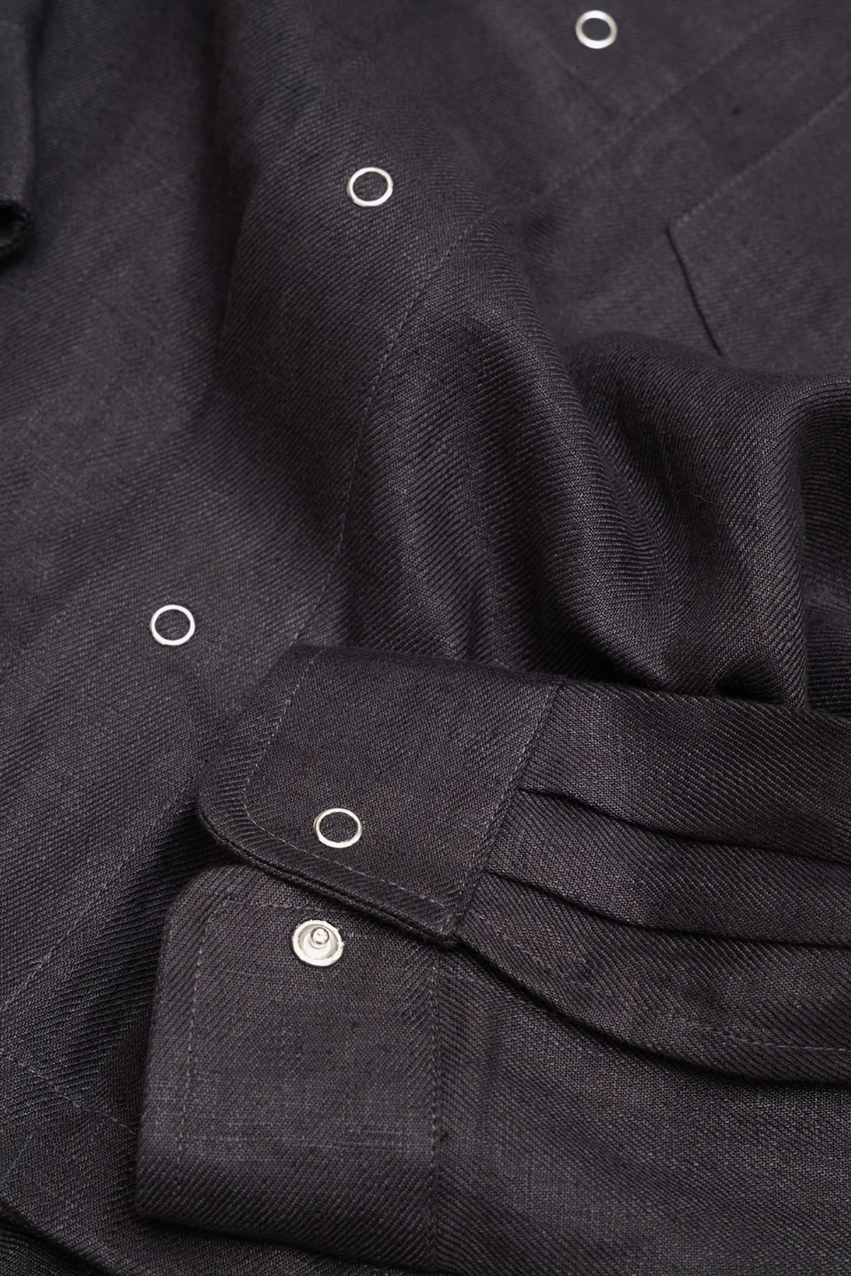James Coward - Workshop Shirt - Charcoal Piece Dyed Linen/Gabardine - Canoe Club
