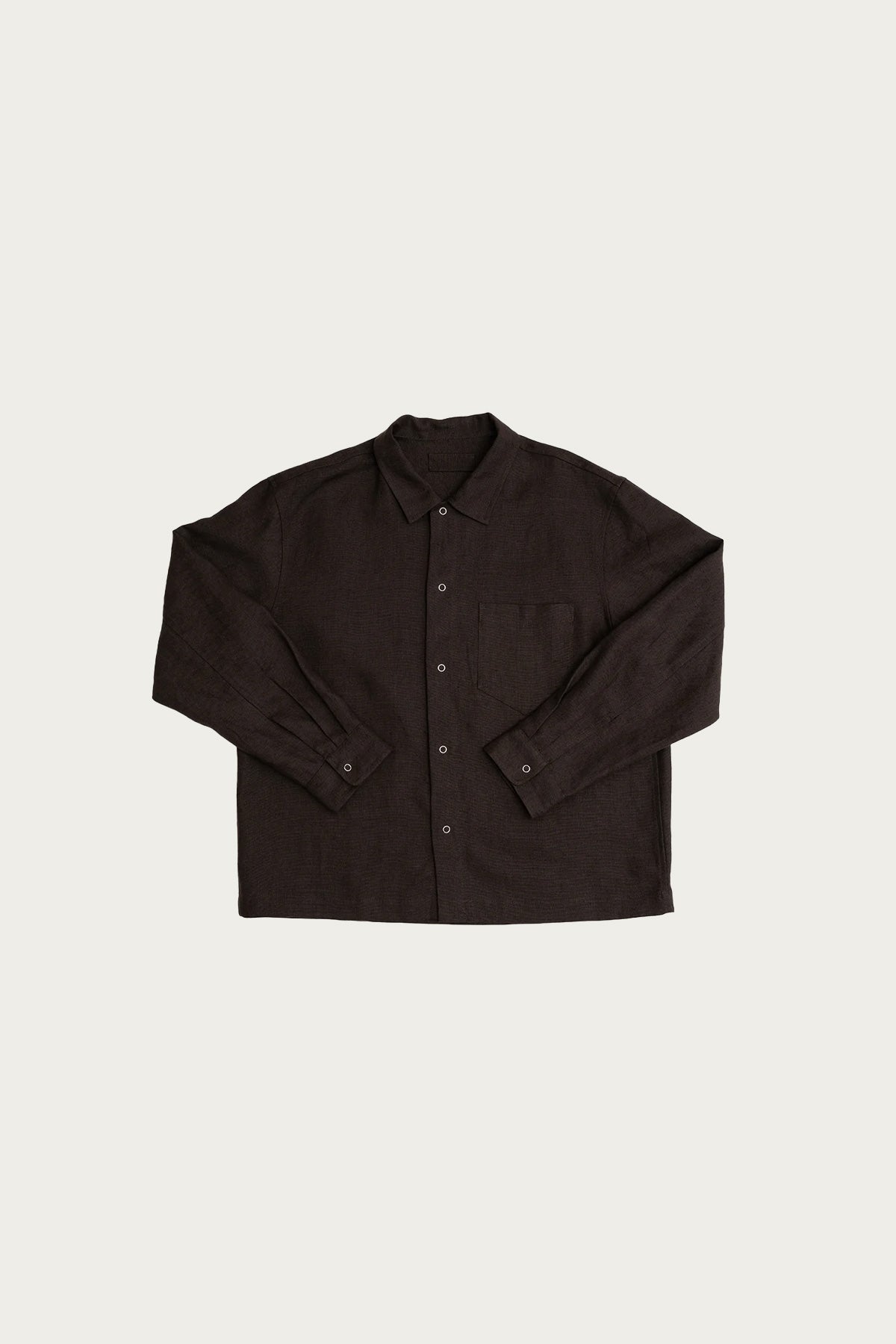 James Coward - Workshop Shirt - Dark Brown Welterweight Belgian Linen - Canoe Club