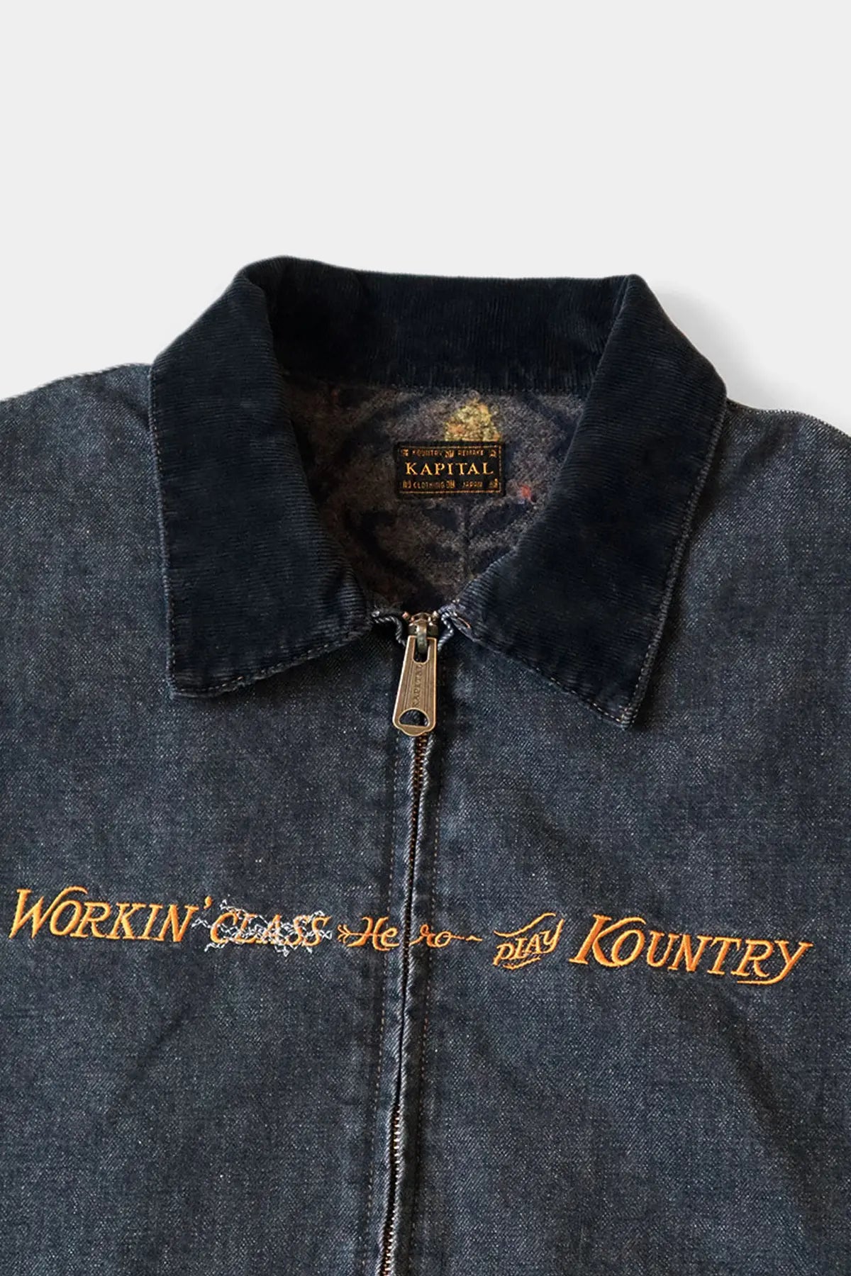 Kapital - 14oz BLKxECR Denim T-Back Drizzler JKT(WORKING Embroidery) - Canoe Club
