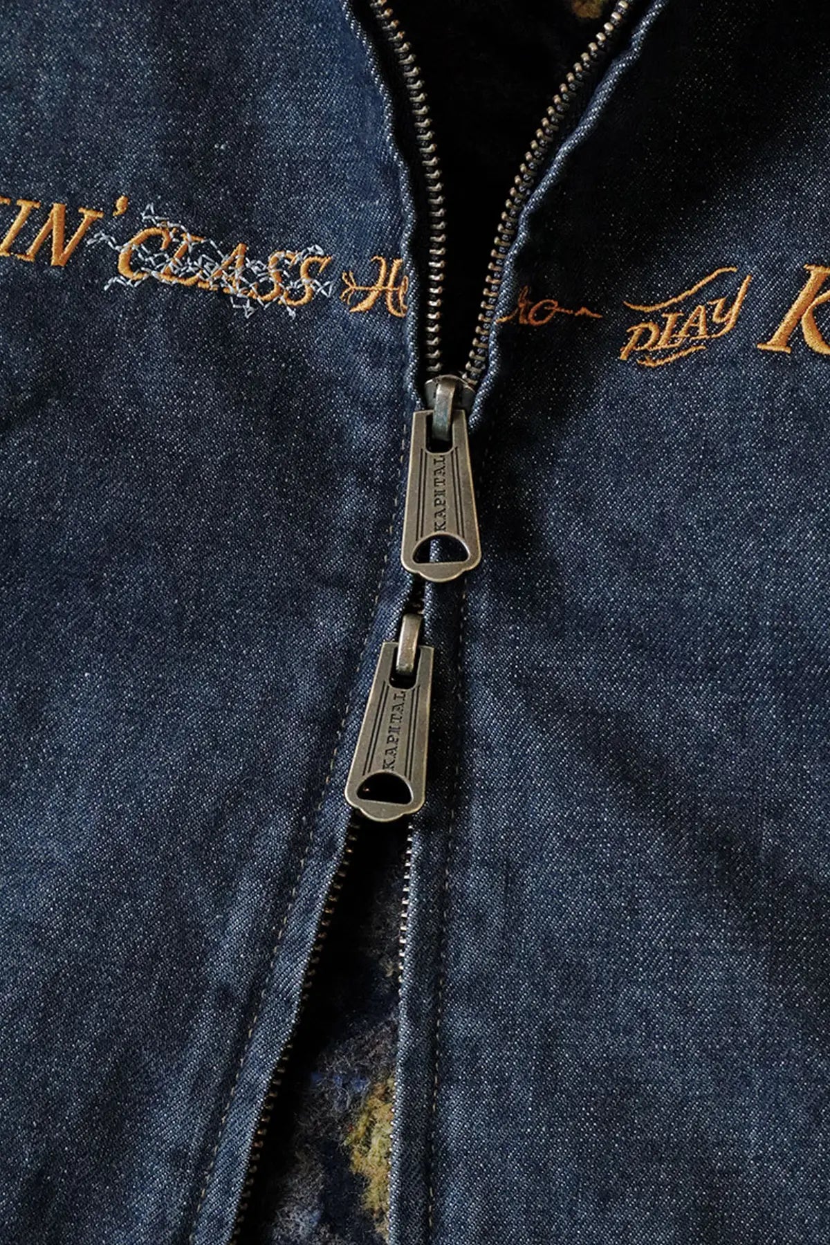 Kapital - 14oz BLKxECR Denim T-Back Drizzler JKT(WORKING Embroidery) - Canoe Club