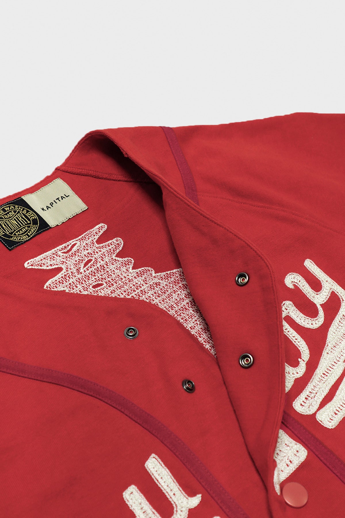 Kapital - 16/-Densed Jersey Baseball Shirt (BONE) - Red - Canoe Club