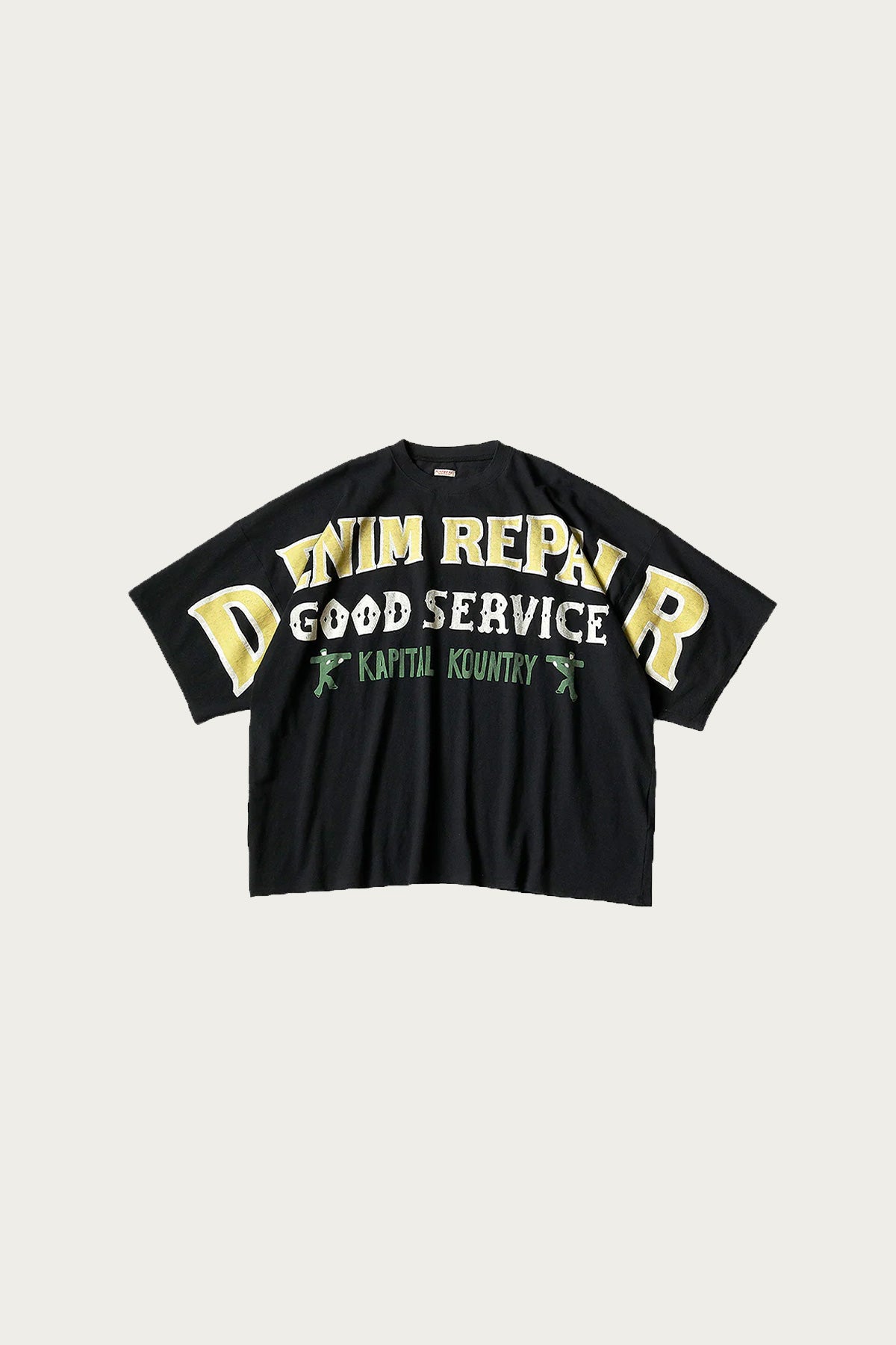 Kapital - 18.5/- Jersey HUGE-T (DENIM REPAIR) - Black - Canoe Club