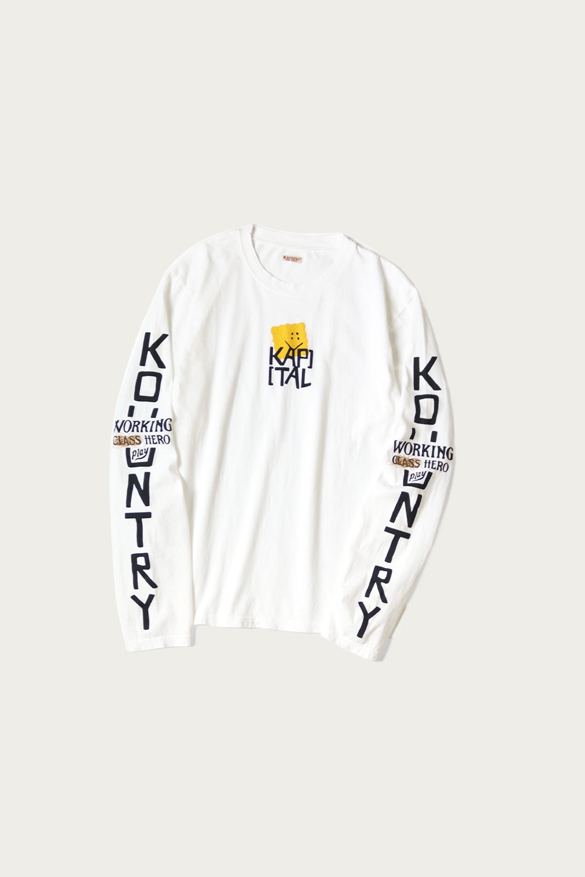 Kapital - 20/-Jersey Crew Long Sleeve T (PECKISH KAP) - Yellow - Canoe Club