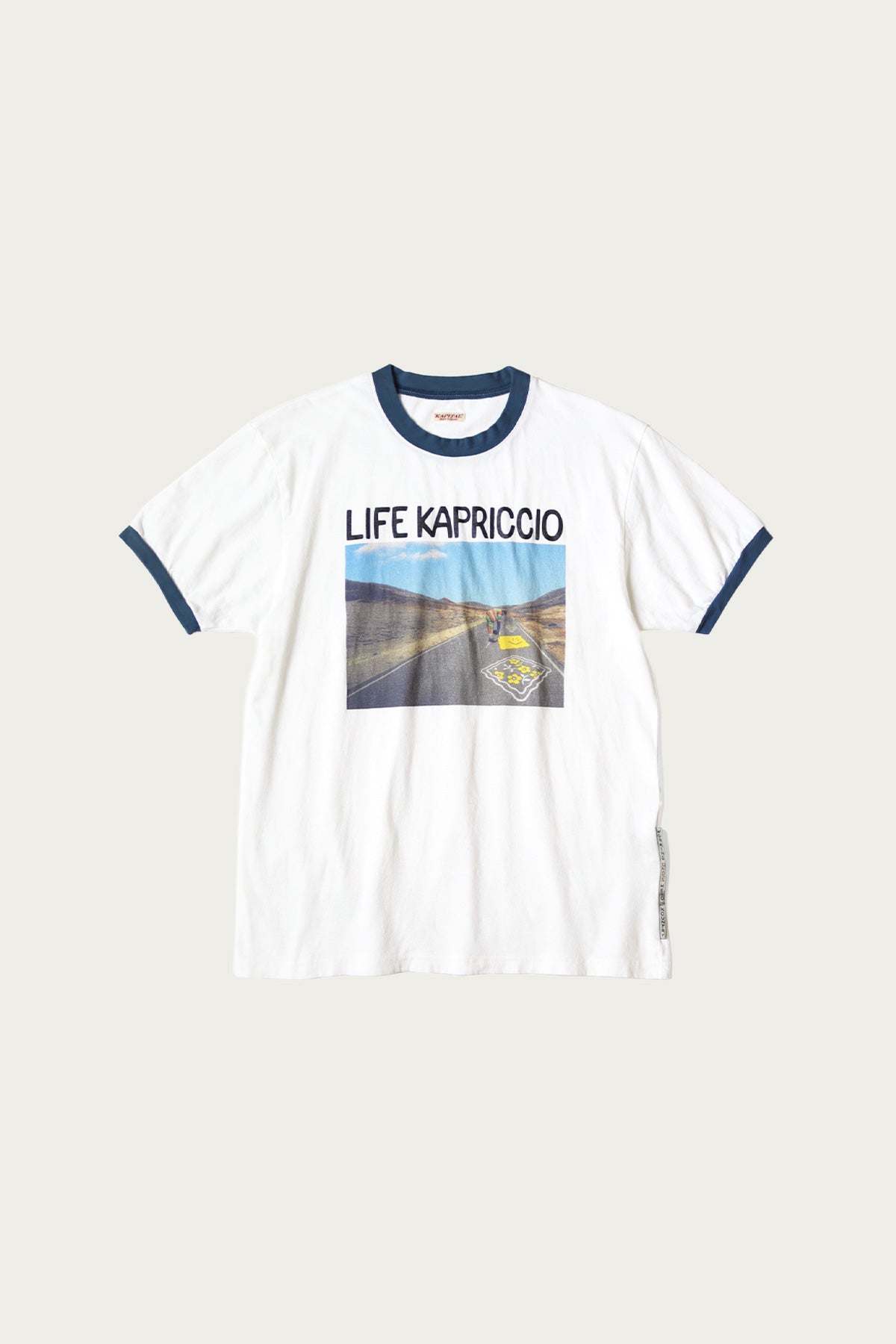 Kapital - 20/-Jersey RINGER T (LIFE KAPRICCIO ROAD SIGN PAINTER) - White - Canoe Club