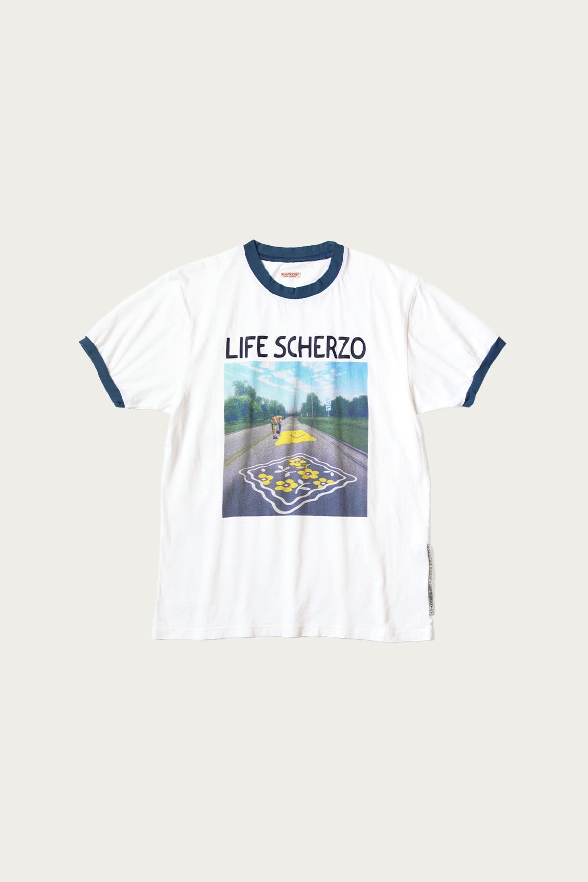 Kapital - 20/-Jersey RINGER T(LIFE SCHERZO ROAD SIGN PAINTER) - White - Canoe Club