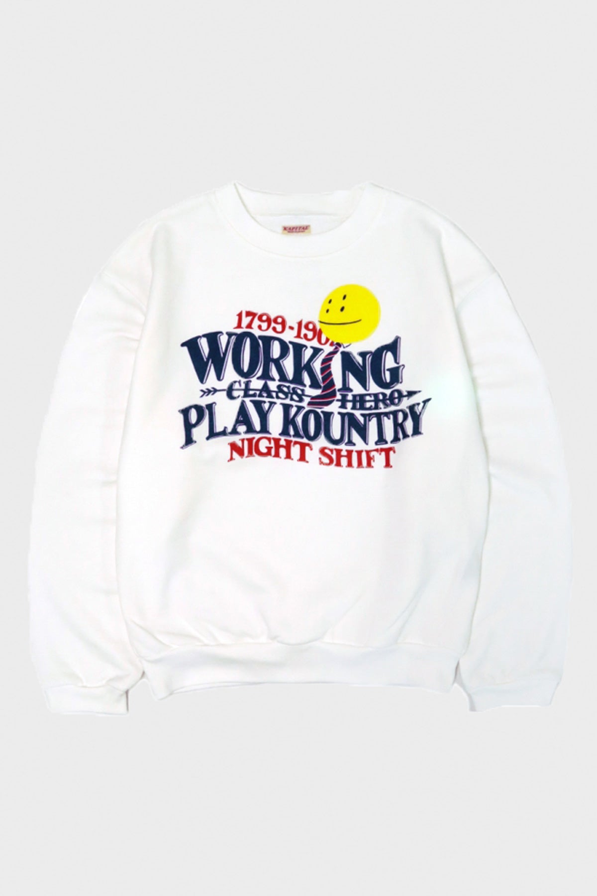 Kapital - 30/-SWT Knit Crew SWT(NIGHT SHIFT PROFILE RAINBOWY) - White - Canoe Club