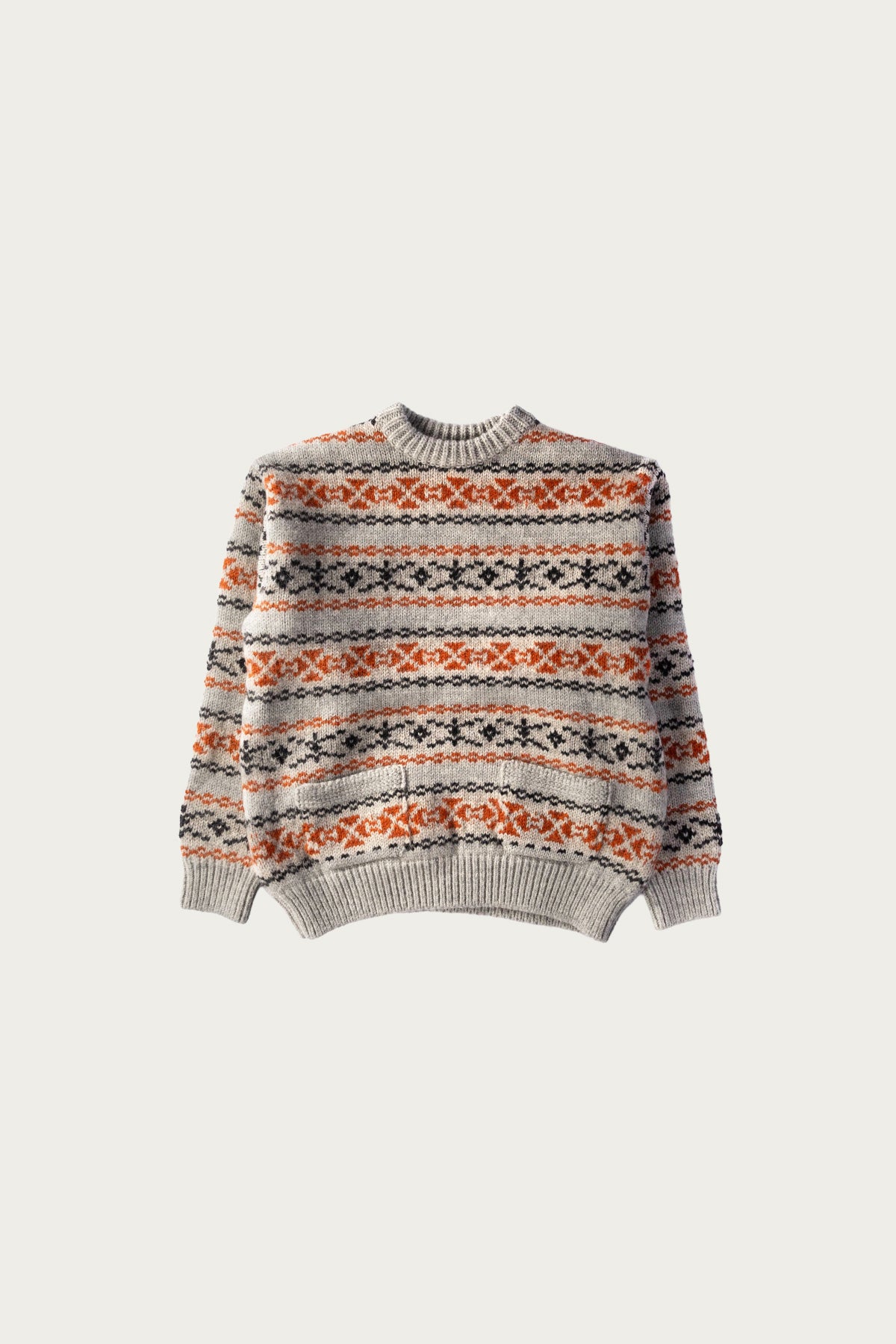 Kapital - 3G Wool YELLOWKNIFE Fair Isle Crew Sweater - Orange - Canoe Club