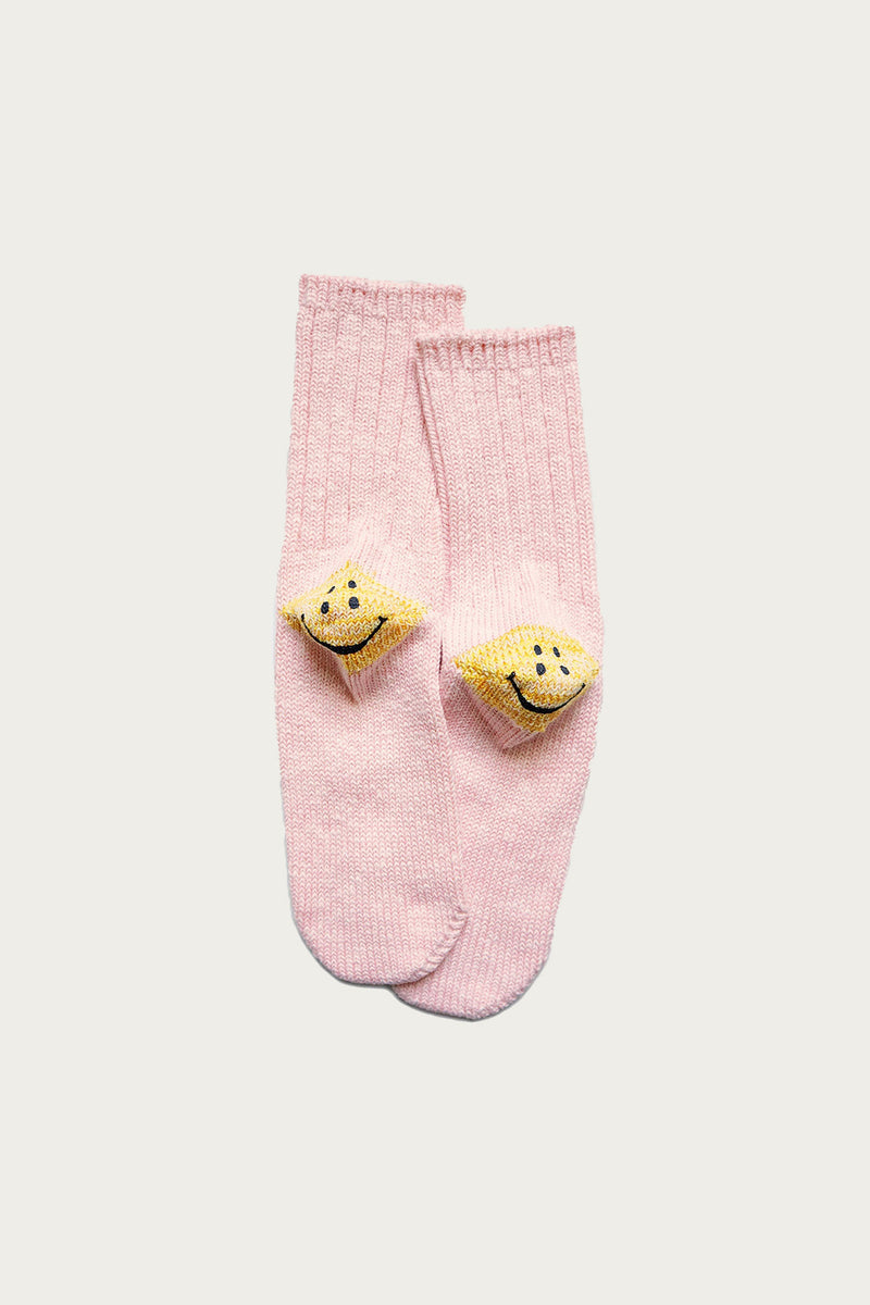 Kapital KOUNTRY 56 Yarns 3x1 Rib RAINBOWY HAPPY HEEL Socks | Pink