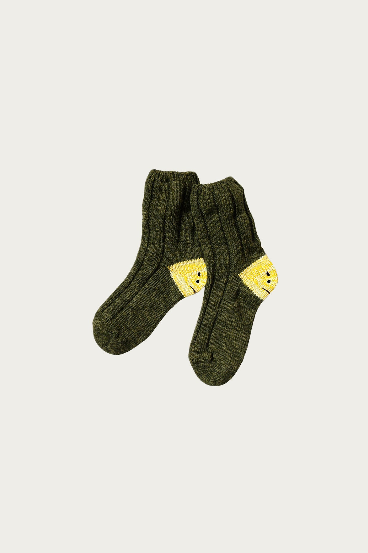 Kapital - 56 Yarns MA-1 RAINBOWY HAPPY HEEL Socks - Khaki - Canoe Club