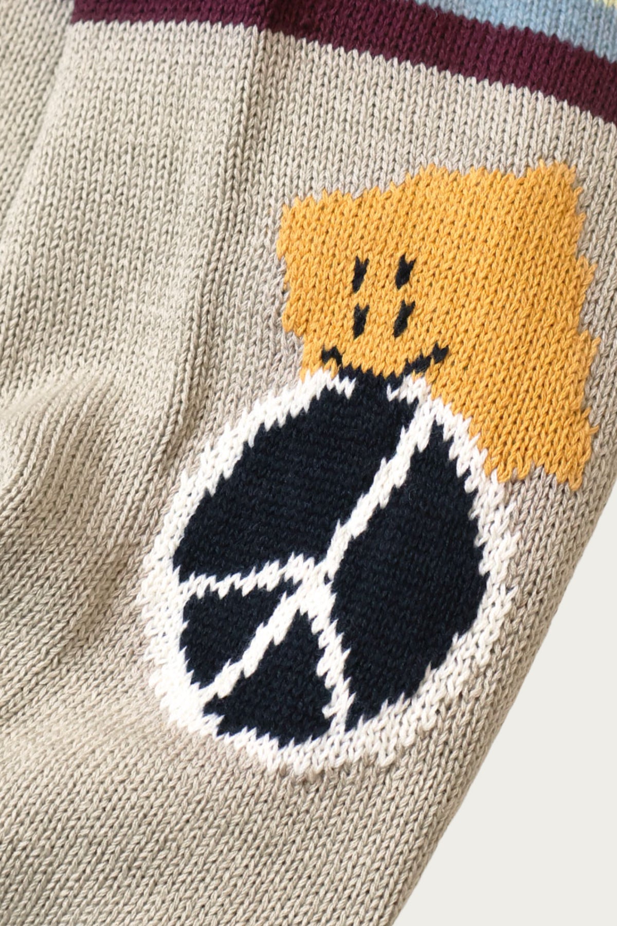 Kapital - 5G Cotton Knit 2-TONES PECKISH RAIBOW Crew Sweater - Black - Canoe Club