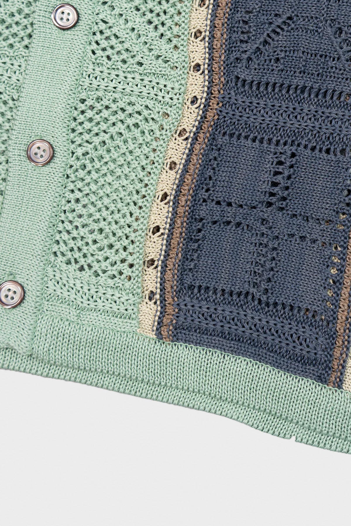 Kapital - 7G Crochet Knit TENNESSEE Aloha Polo - Blue - Canoe Club