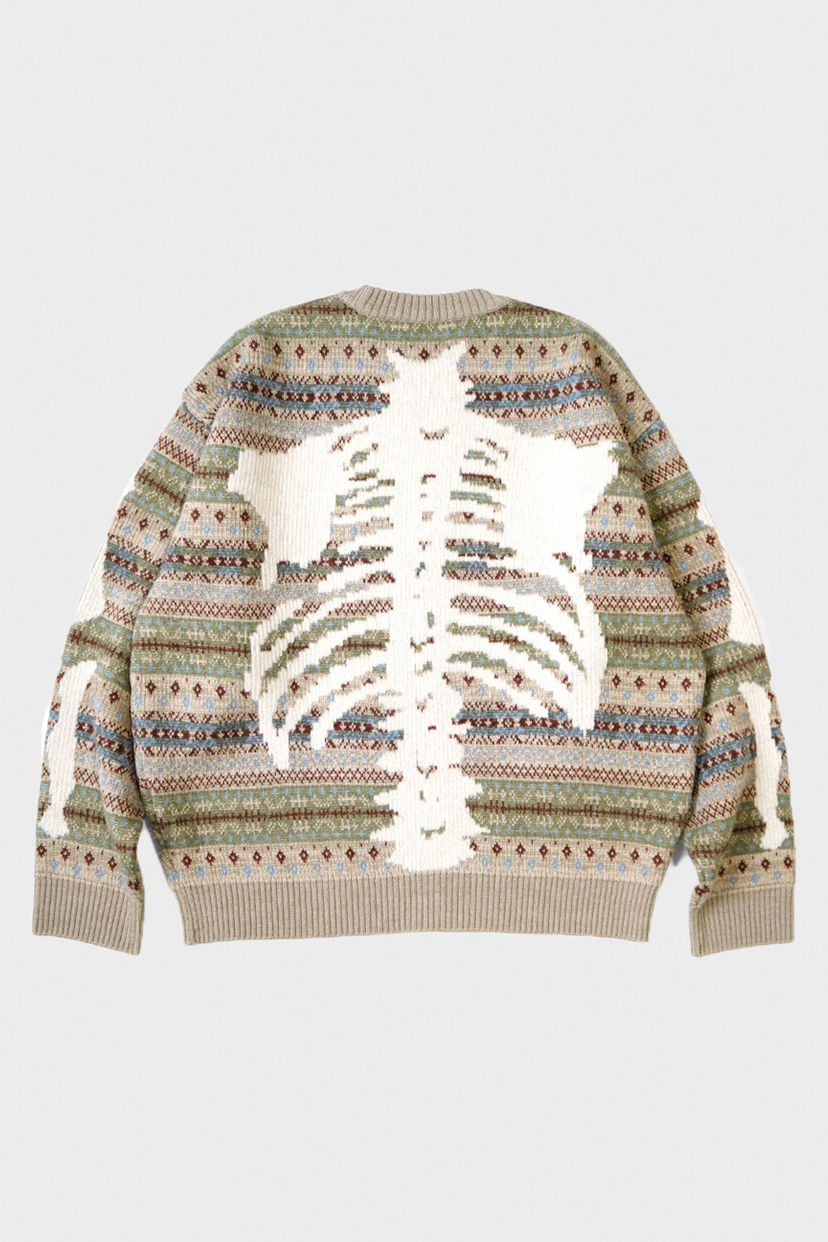 Kapital - 7G Wool FairIsle BONE Crew Sweater - Sax - Canoe Club