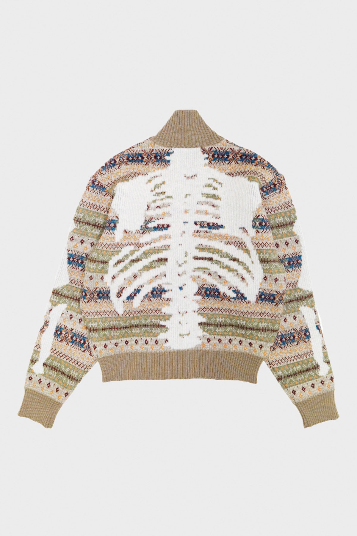 Kapital - 7G Wool FairIsle BONE ZIP Short Cardigan - Orange - Canoe Club