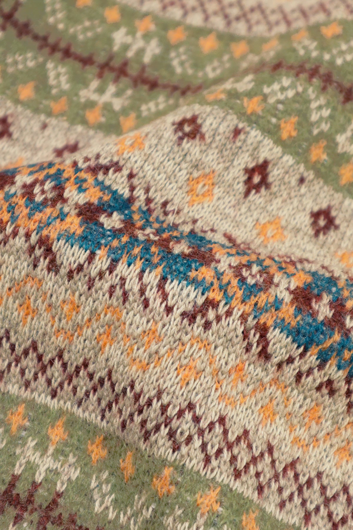 Kapital - 7G Wool FairIsle BONE ZIP Short Cardigan - Orange - Canoe Club