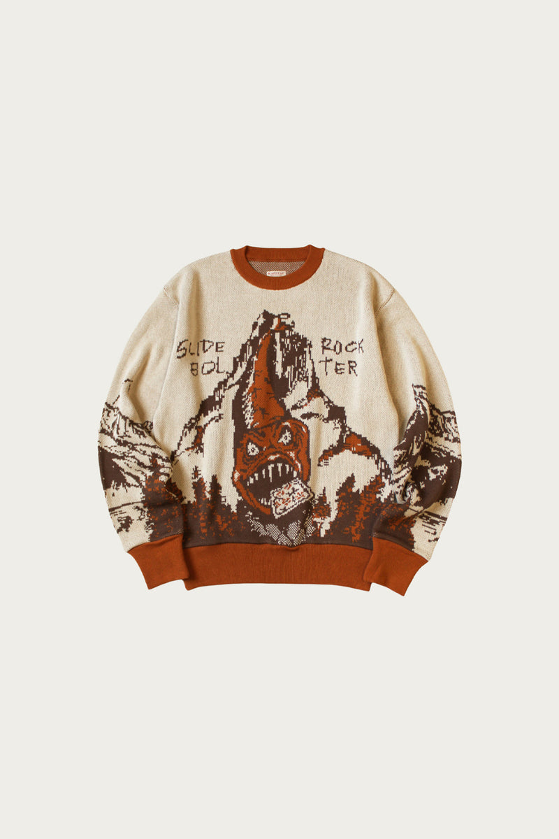 Kapital 8G Jacquard Knit Vintage Crew Sweater (SLIDE ROCK BOLTER