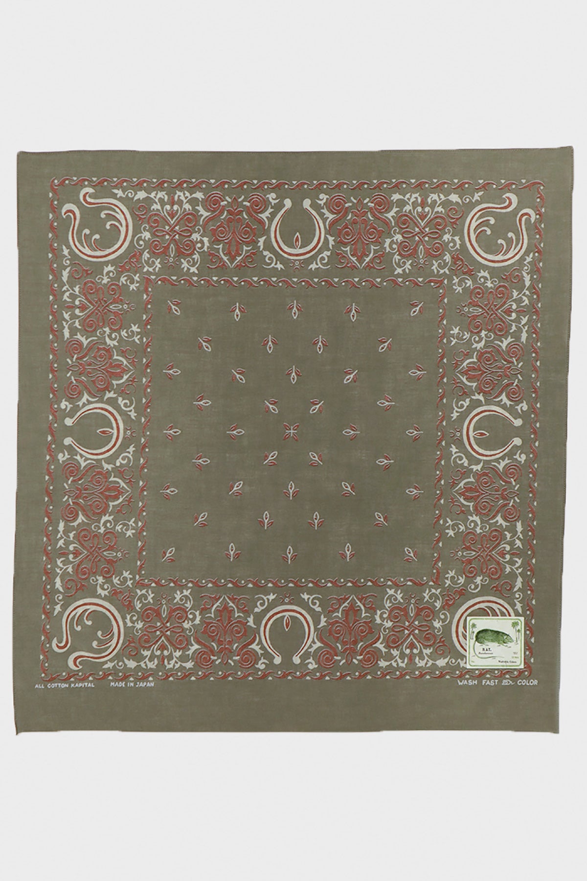 Kapital - Fastcolor Selvedge Bandana (Antler Naja) - Khaki - Canoe Club