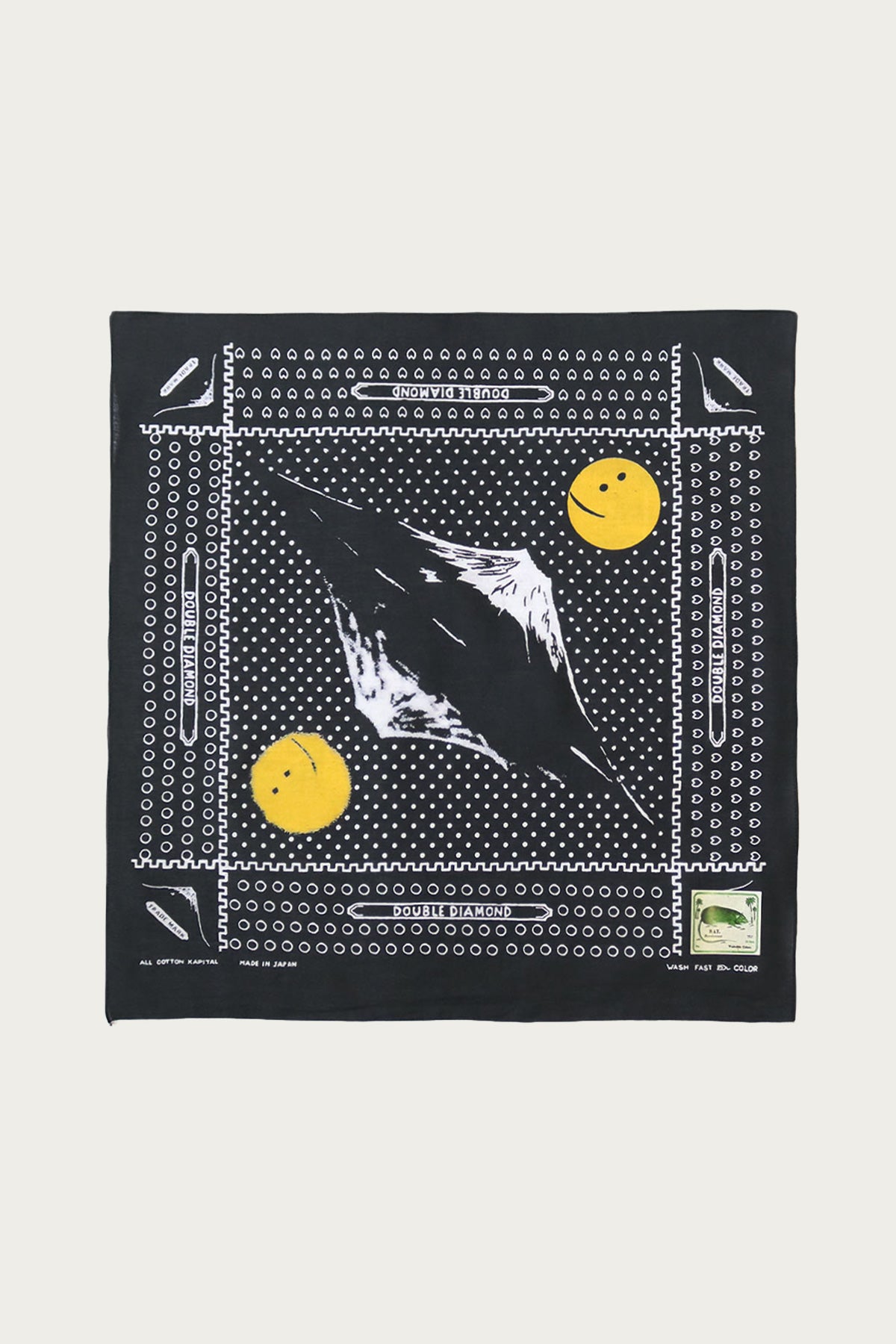 Kapital - Fastcolor Selvedge Bandanna (Mirrored Fuji PROFILE RAINBOWY) - Black - Canoe Club