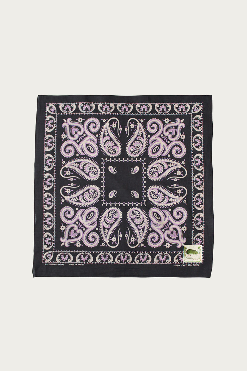 Kapital Fastcolor Selvedge Bandanna (SAMBO Paisely) 20x20 | Black