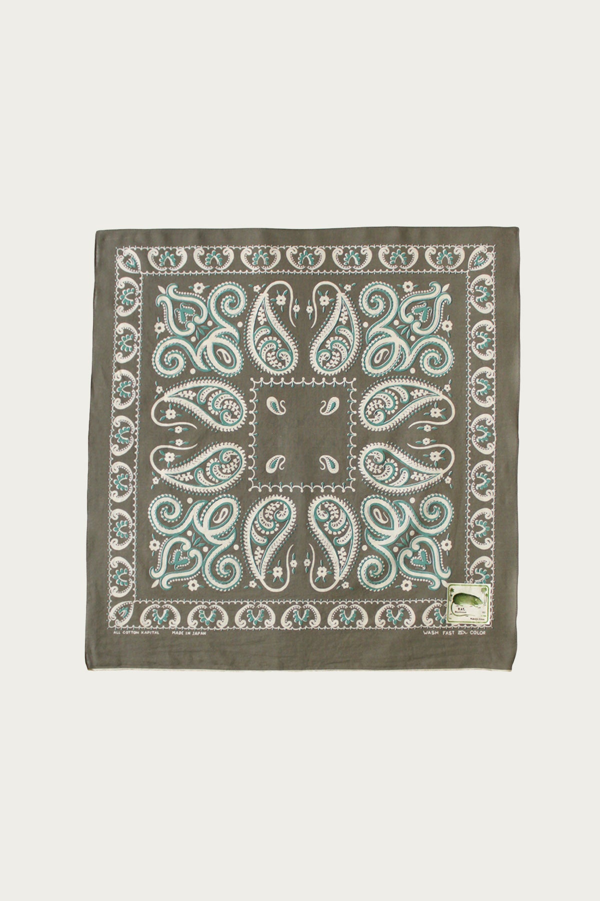 Kapital - Fastcolor Selvedge Bandanna (SAMBO Paisely) 20x20 - Khaki - Canoe Club