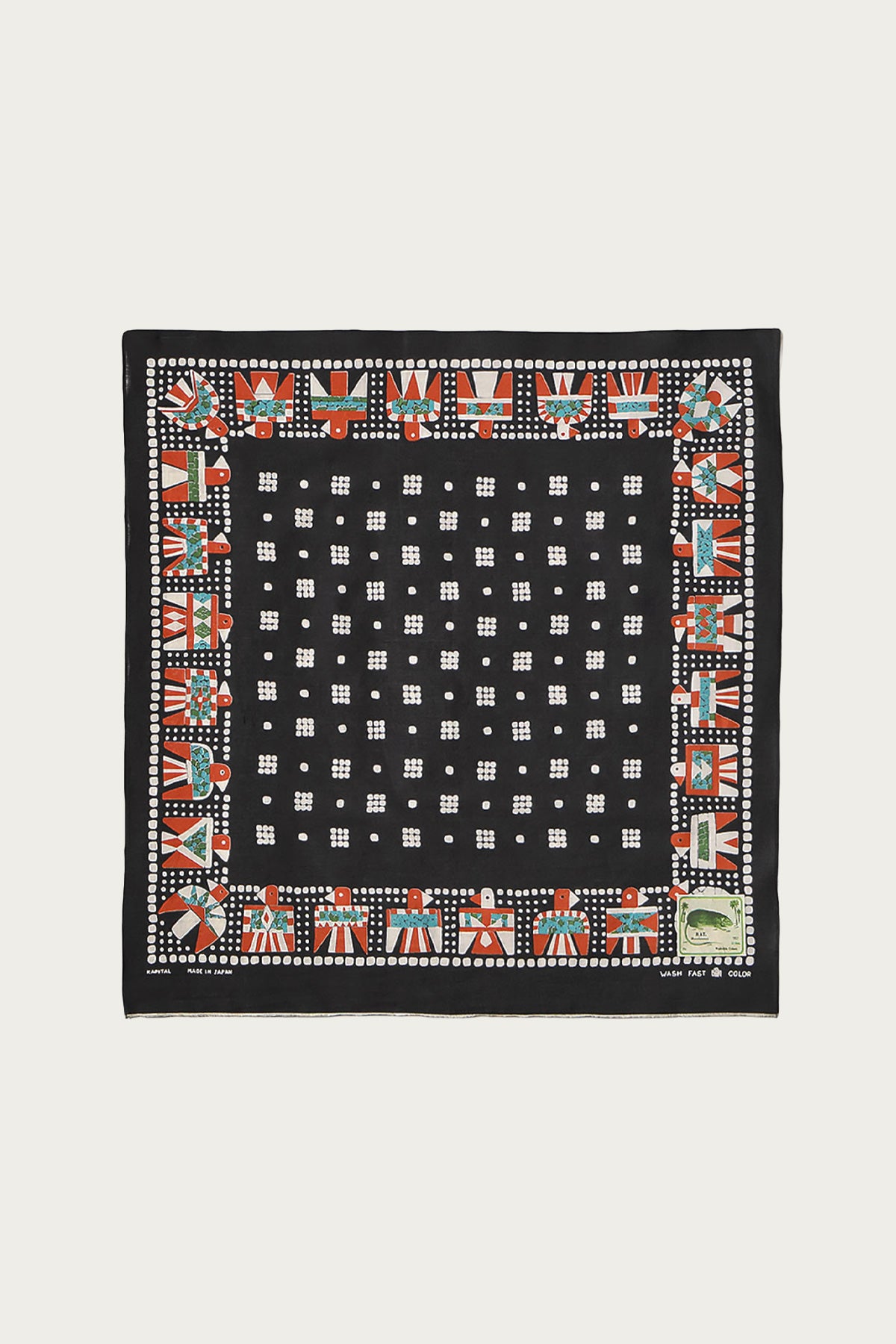 Kapital - Fastcolor Selvedge Bandanna (Thunderbird) - Black - Canoe Club