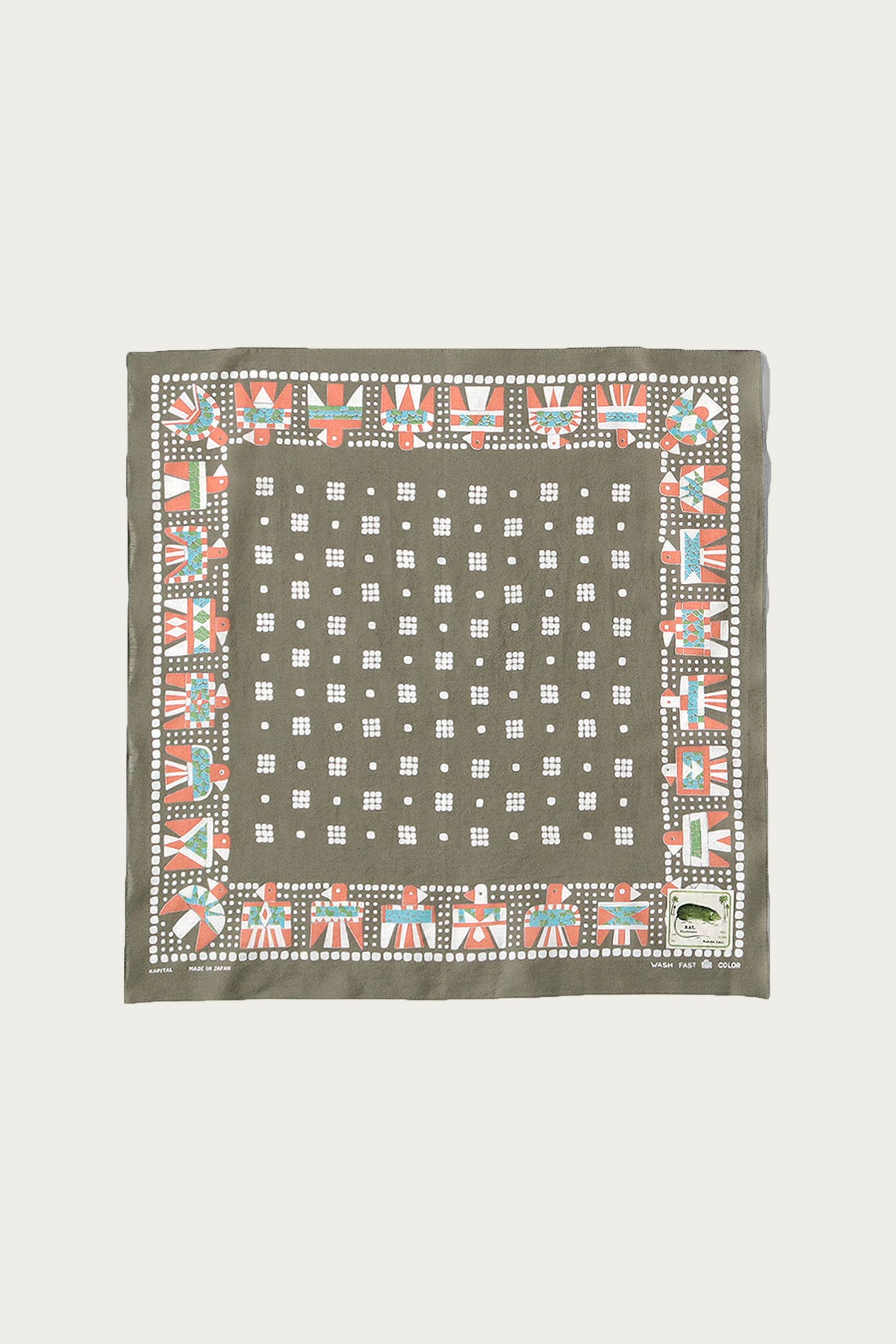 Kapital - Fastcolor Selvedge Bandanna (Thunderbird) - Khaki - Canoe Club