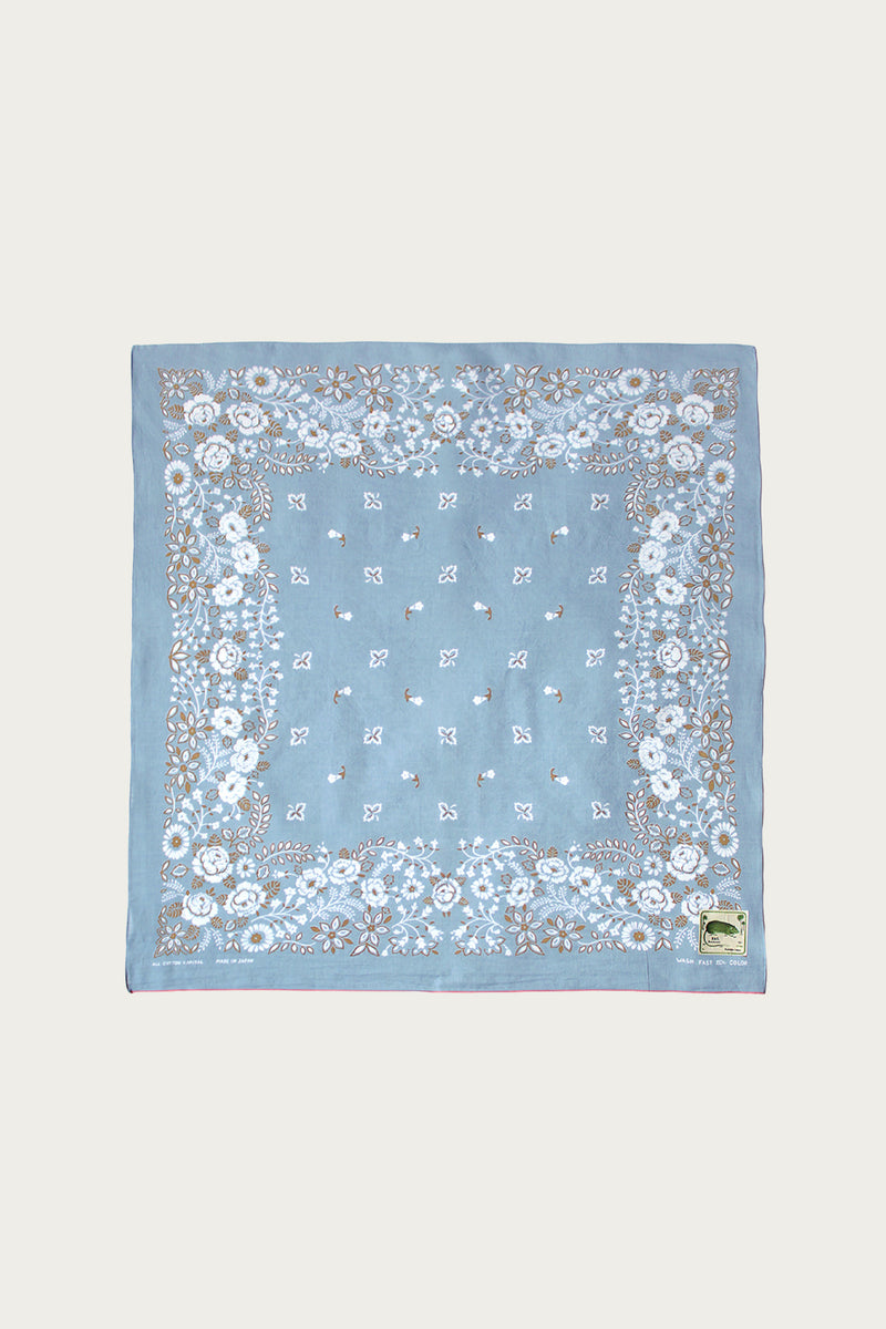 Kapital Fastcolor Selvedge Bandanna (CHURCHILL GARDEN) 15x15 | Sax