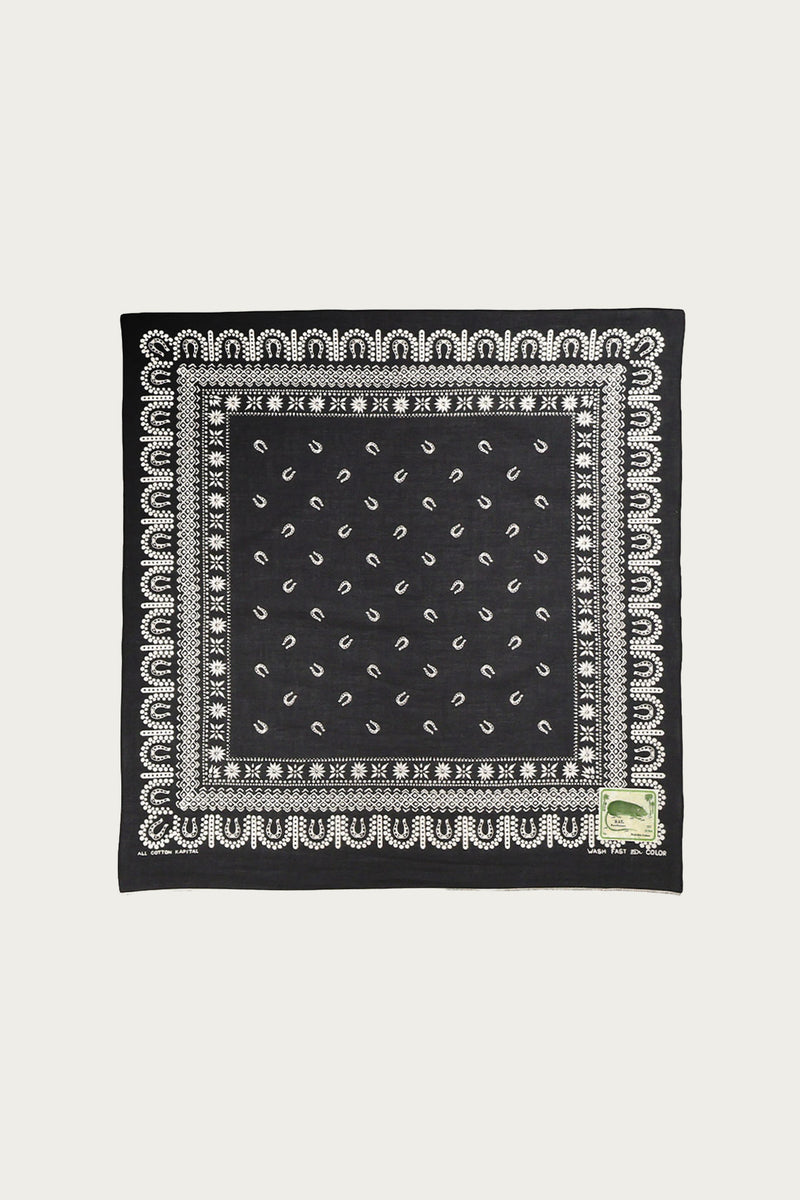 Kapital Fastcolor Selvedge Bandanna (HORSE SHOE) | Black | Canoe Club
