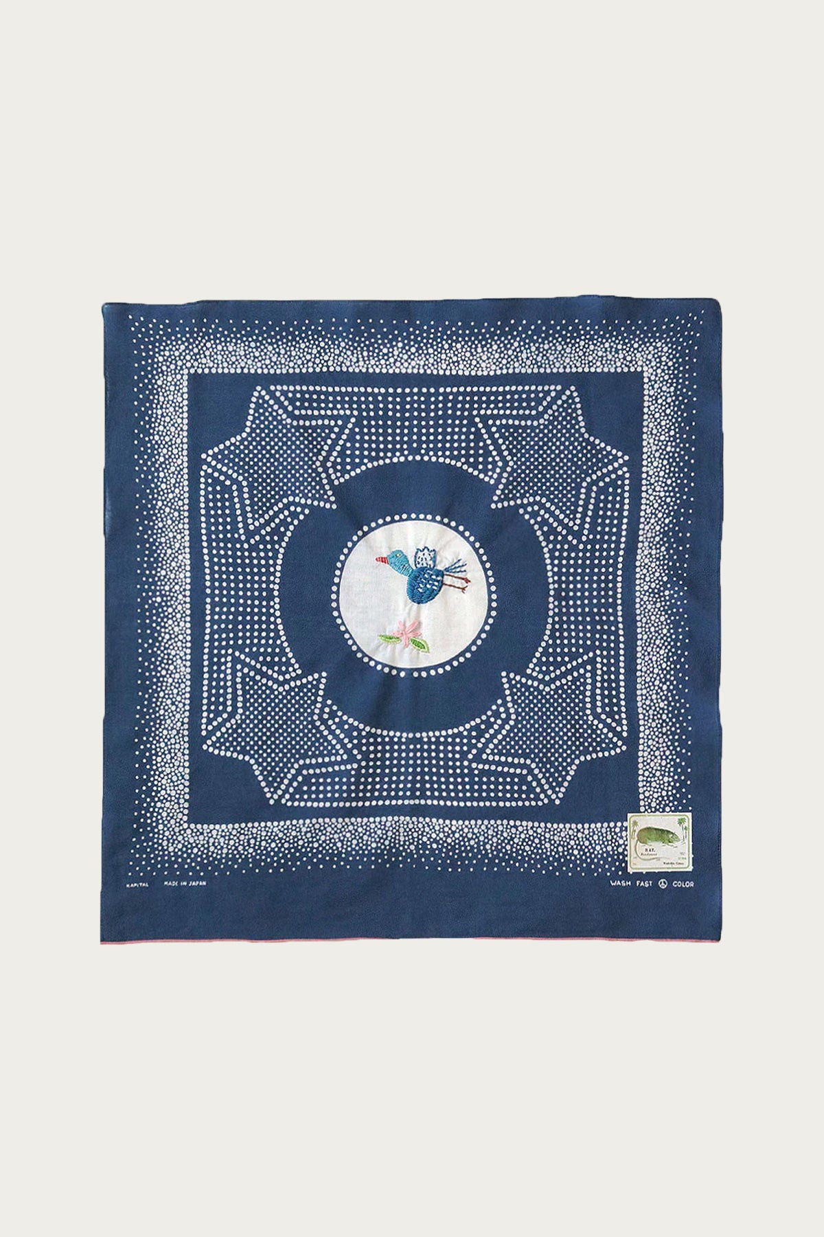 Kapital - Fastcolor Selvedge Bandanna (MAGPIE Embroidery) - Navy - Canoe Club