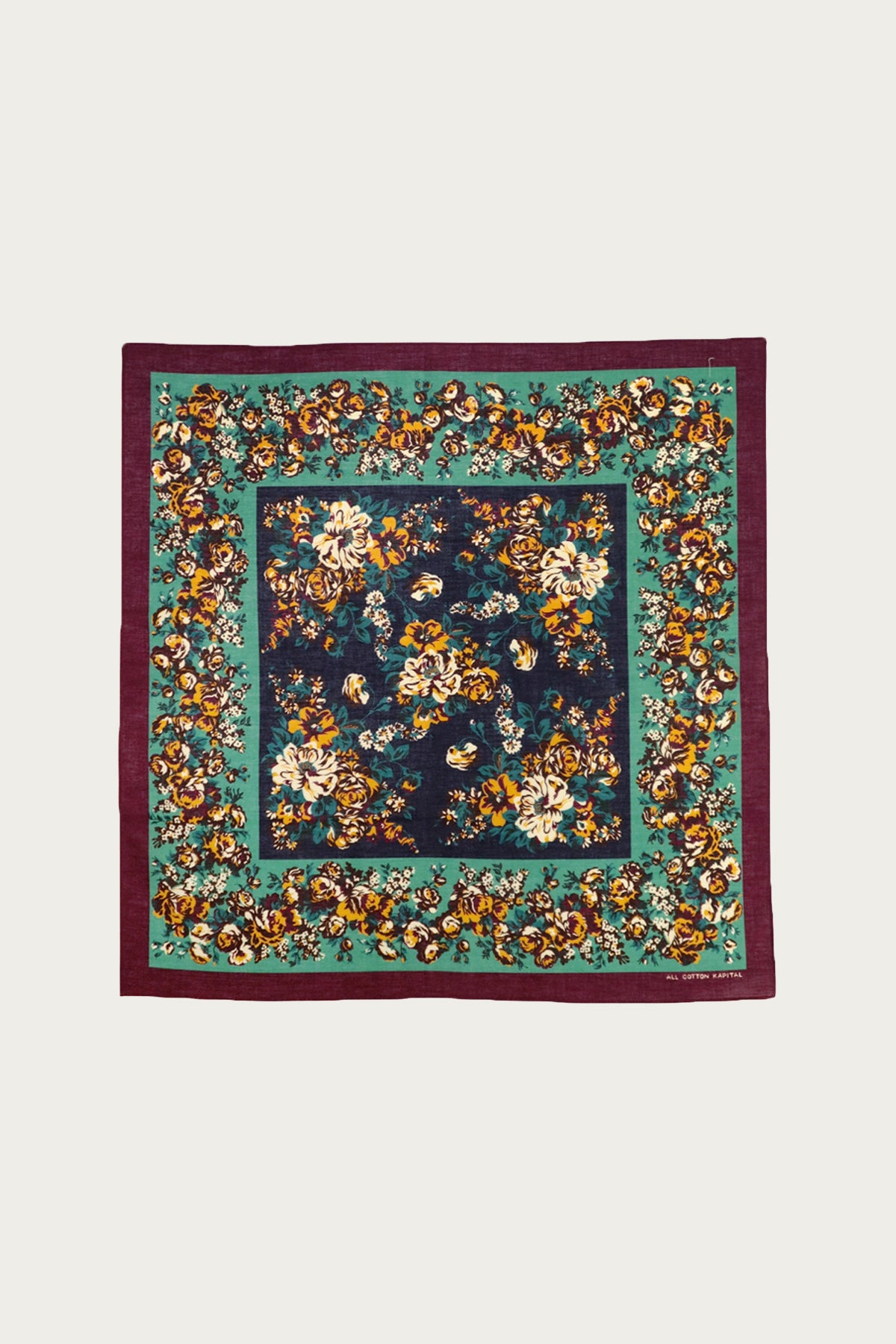 Kapital - Fastcolor Selvedge Bandanna (NADESHIKO-Champetre) - Burgundy - Canoe Club