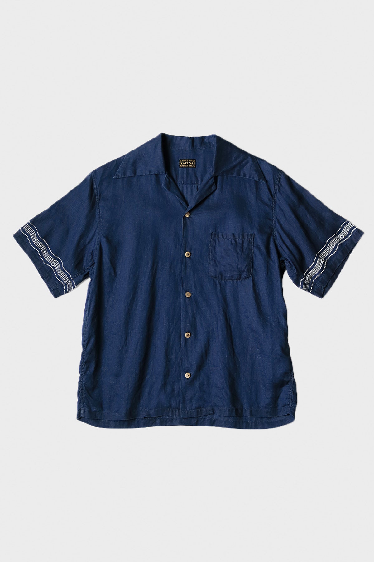 Kapital - French Cloth Linen WRANGLE Collar Aloha Shirt (SOUFFLEMON) - Indigo - Canoe Club