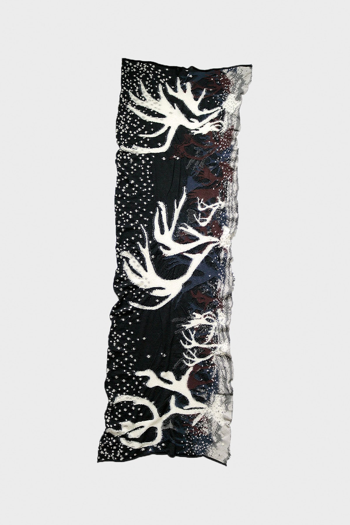 Kapital - Fulling Wool Scarf JOURNEY CARIBOU - Black - Canoe Club