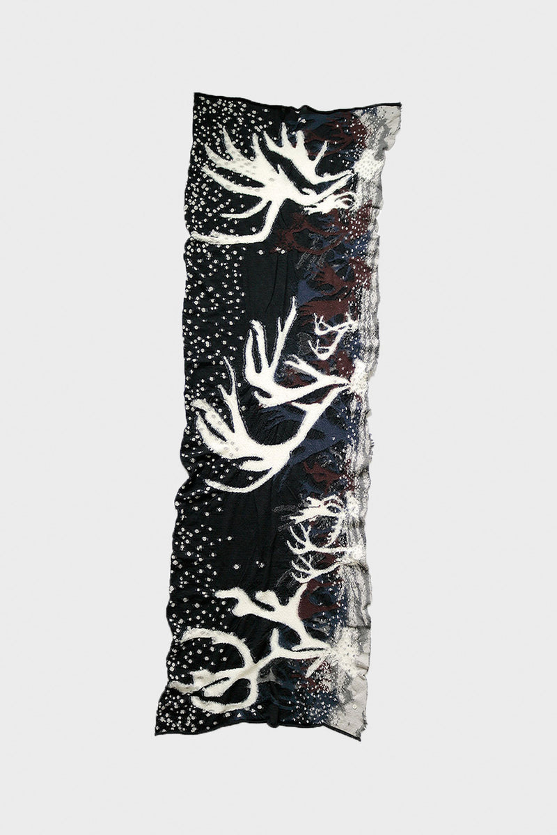 Kapital Fulling Wool Scarf JOURNEY CARIBOU Black Canoe Club