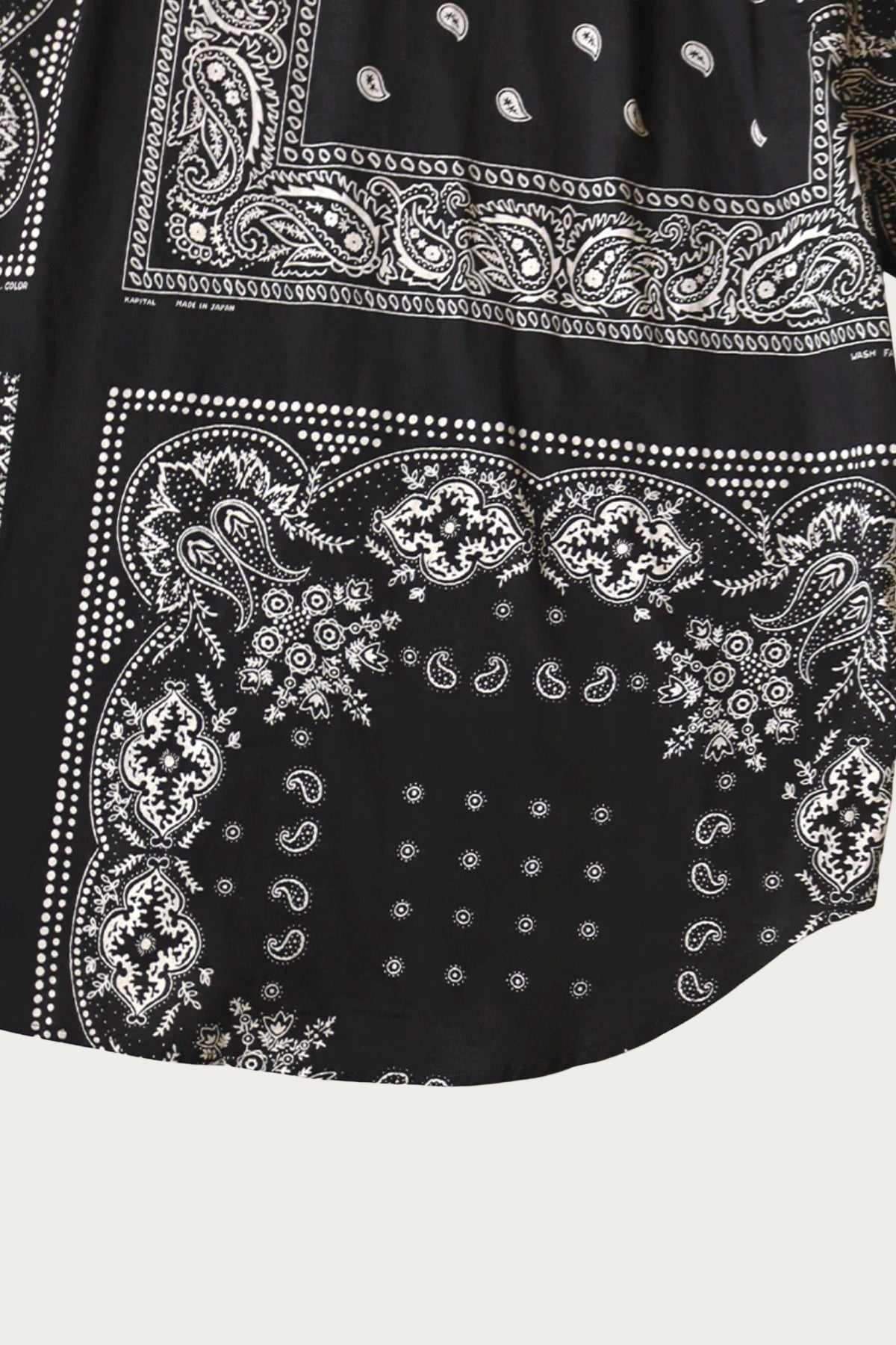 Kapital - Gauze RAT BRAND Bandanna Patchwork Raglan Shirt - Black - Canoe Club