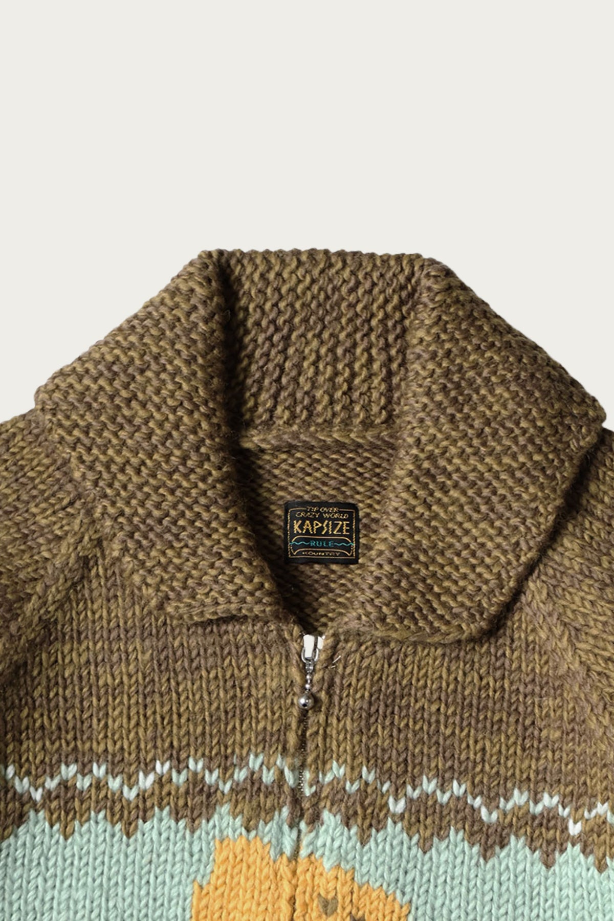 Kapital - Hand Knit PECKISH TOTEM POLE ZIP Cardigan - Sax - Canoe Club