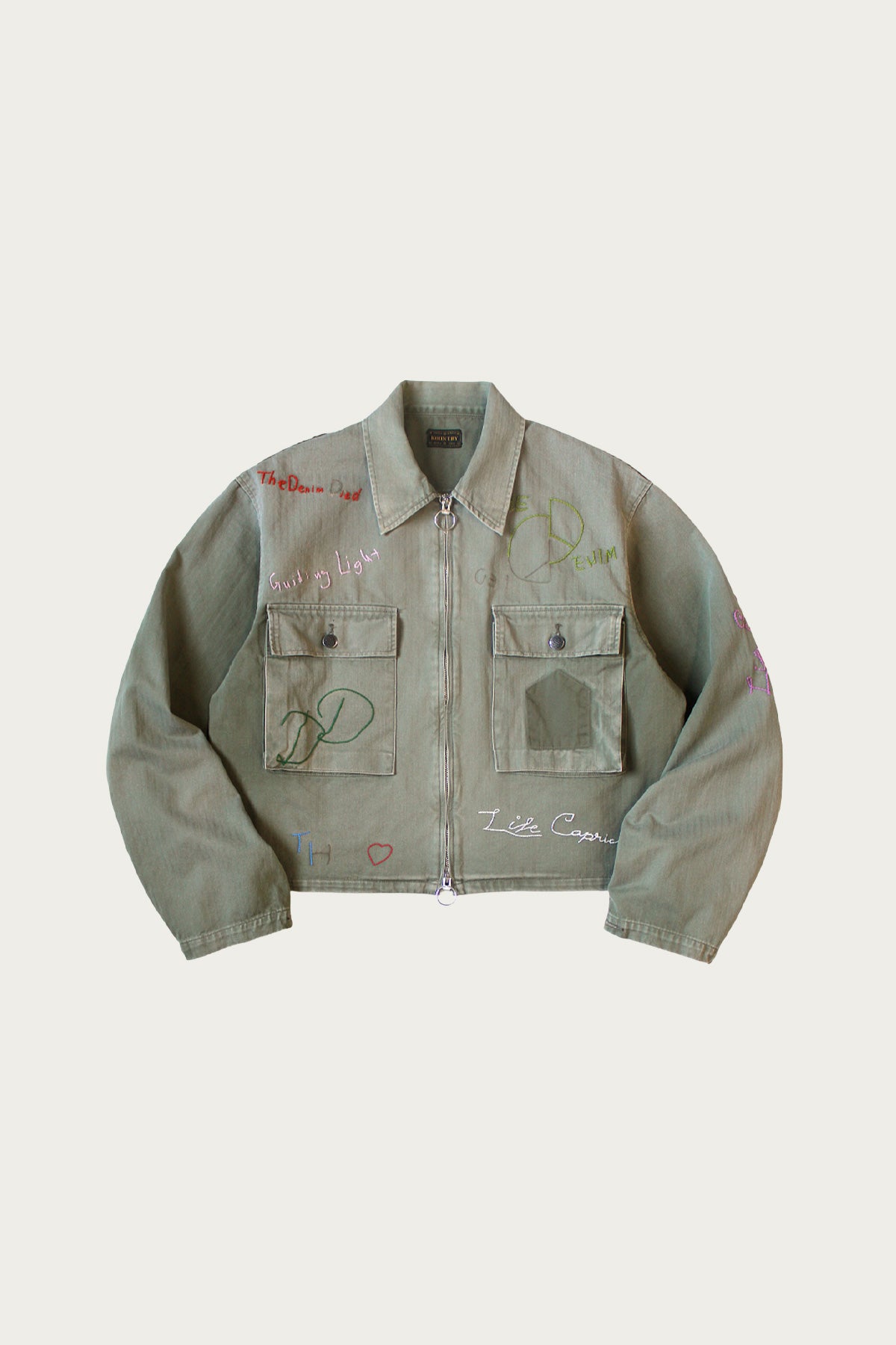 Kapital - Herringbone HUNTER Drizzler JKT (Memorial Embroidery) - Khaki - Canoe Club