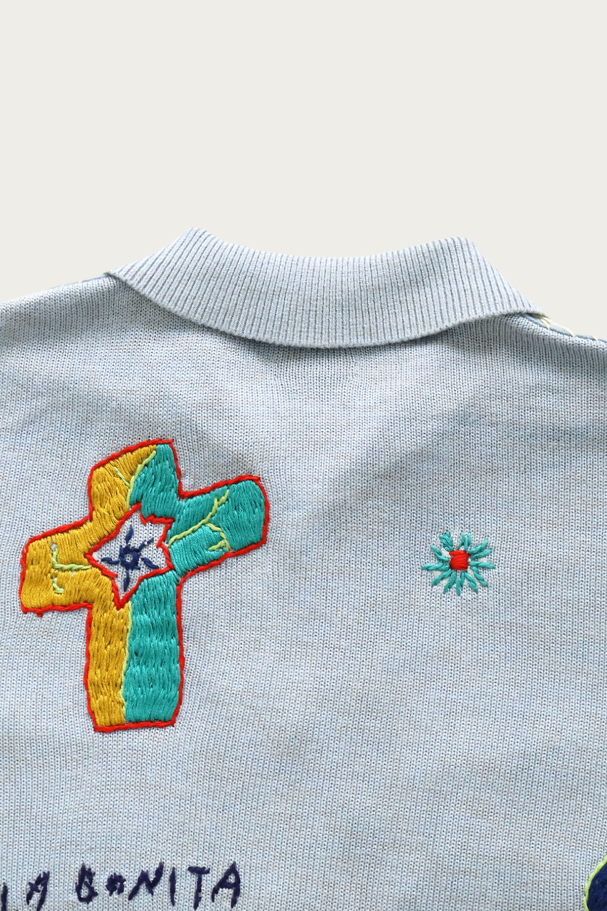 Kapital - KnitxChambray Polo Shirt (ISLA BONITA) - Sax - Canoe Club