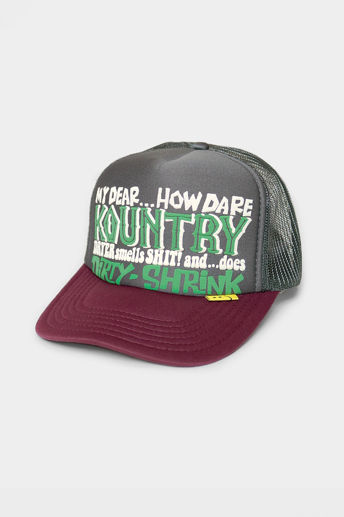 Kapital - KOUNTRY DIRTY SHRINK Trucker CAP - Charcoal x Burgundy - Canoe Club