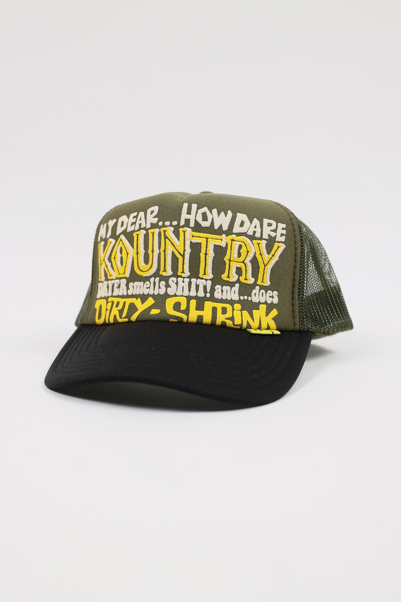 Kapital KOUNTRY DIRTY SHRINK Trucker CAP | Dark Green x Black