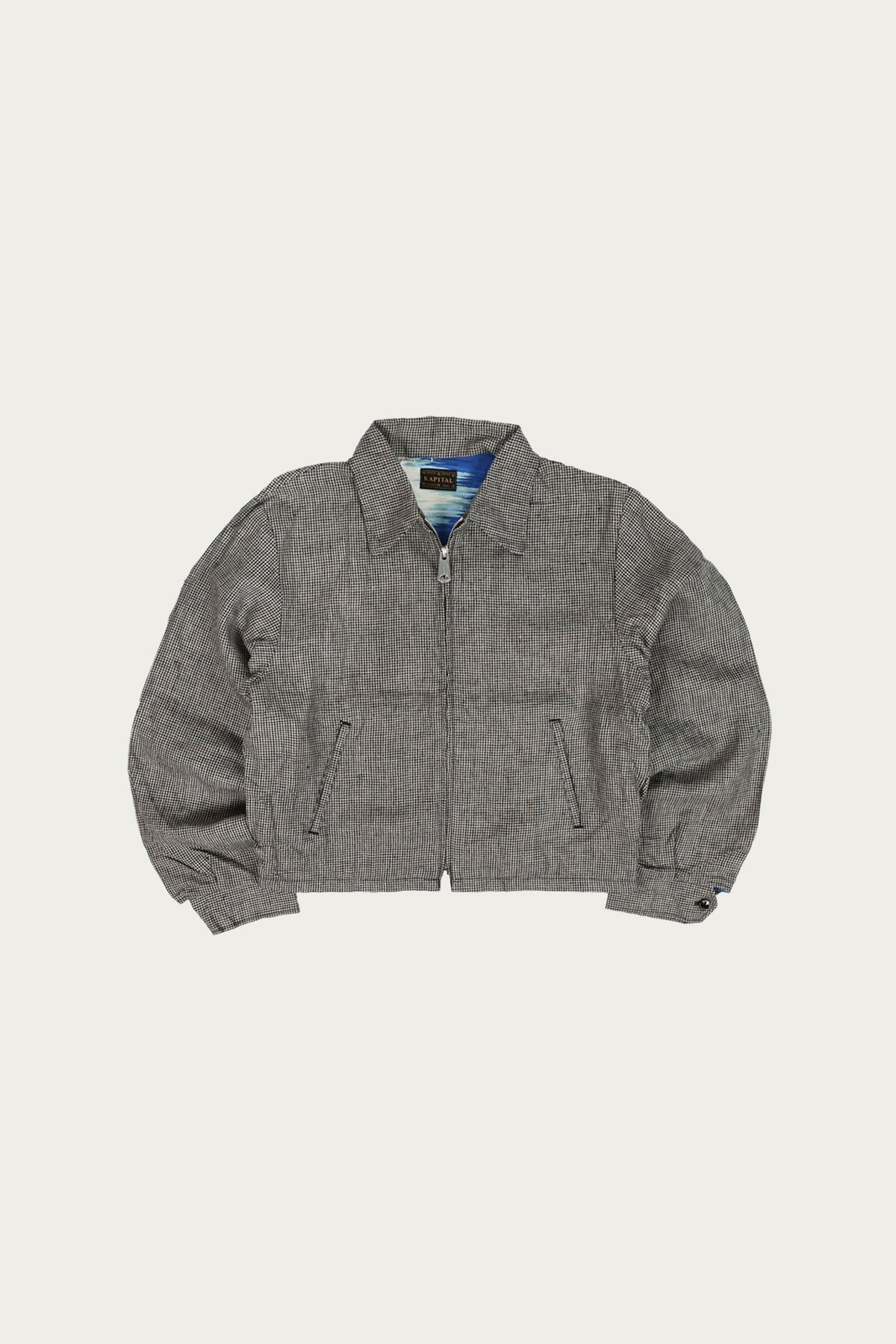 Kapital - Linen Houndstooth Drizzler JKT - Gray - Canoe Club