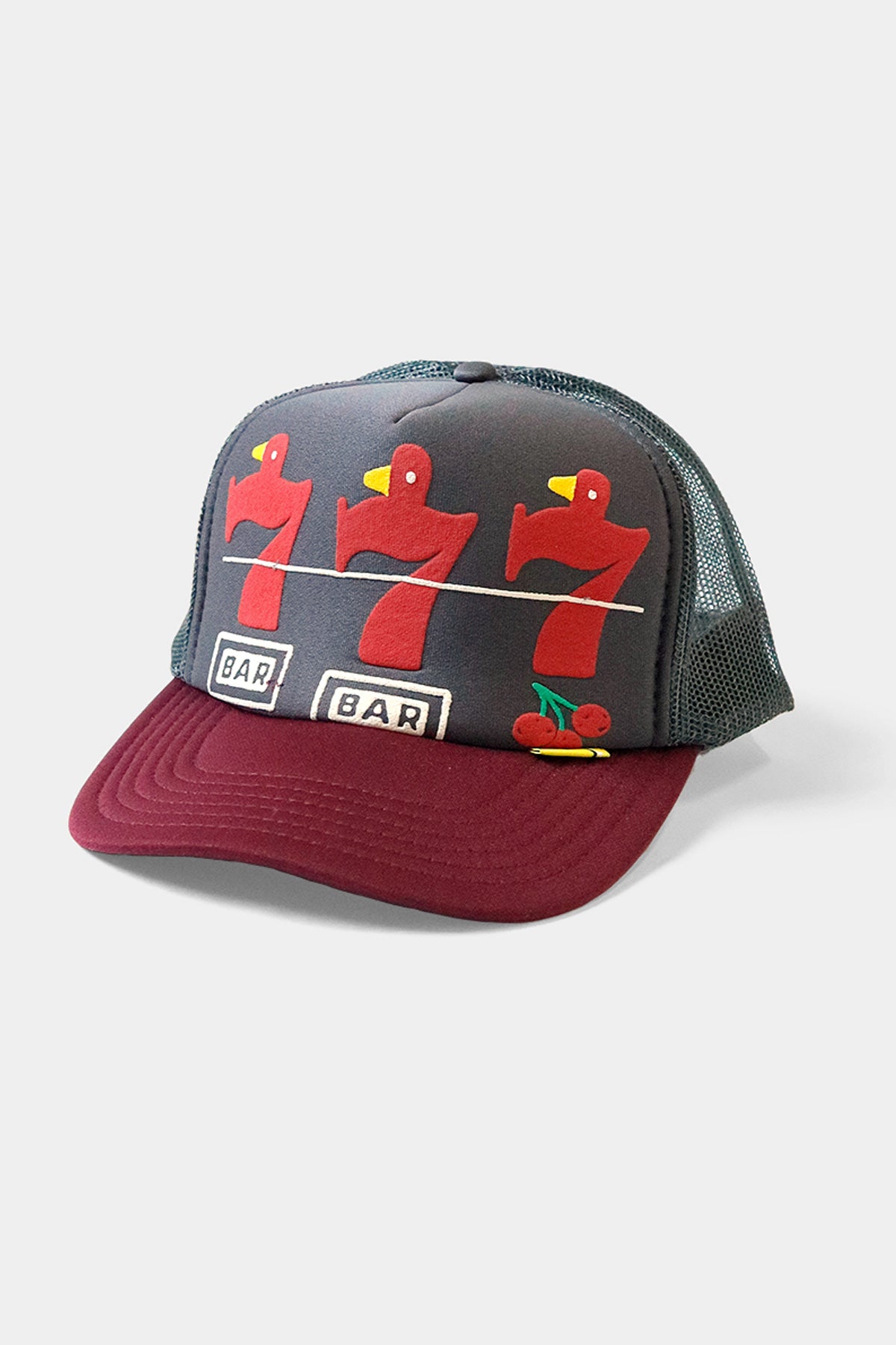 Kapital - LUCKY BATTERY BIRD Truck Cap - Charcoal/Red - Canoe Club