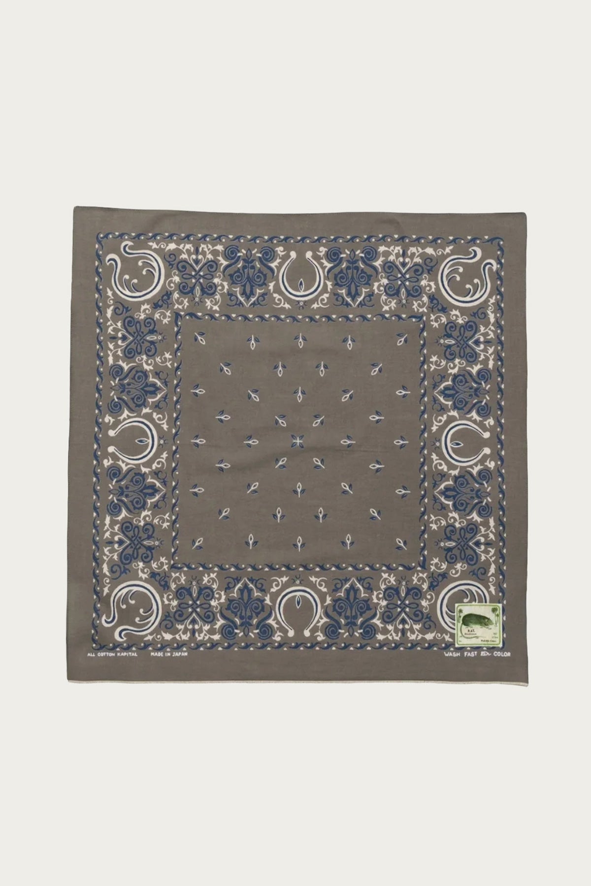 Kapital - Fastcolor Selvedge Bandanna (ATLER NAJA) 30x30 - Khaki - Canoe Club