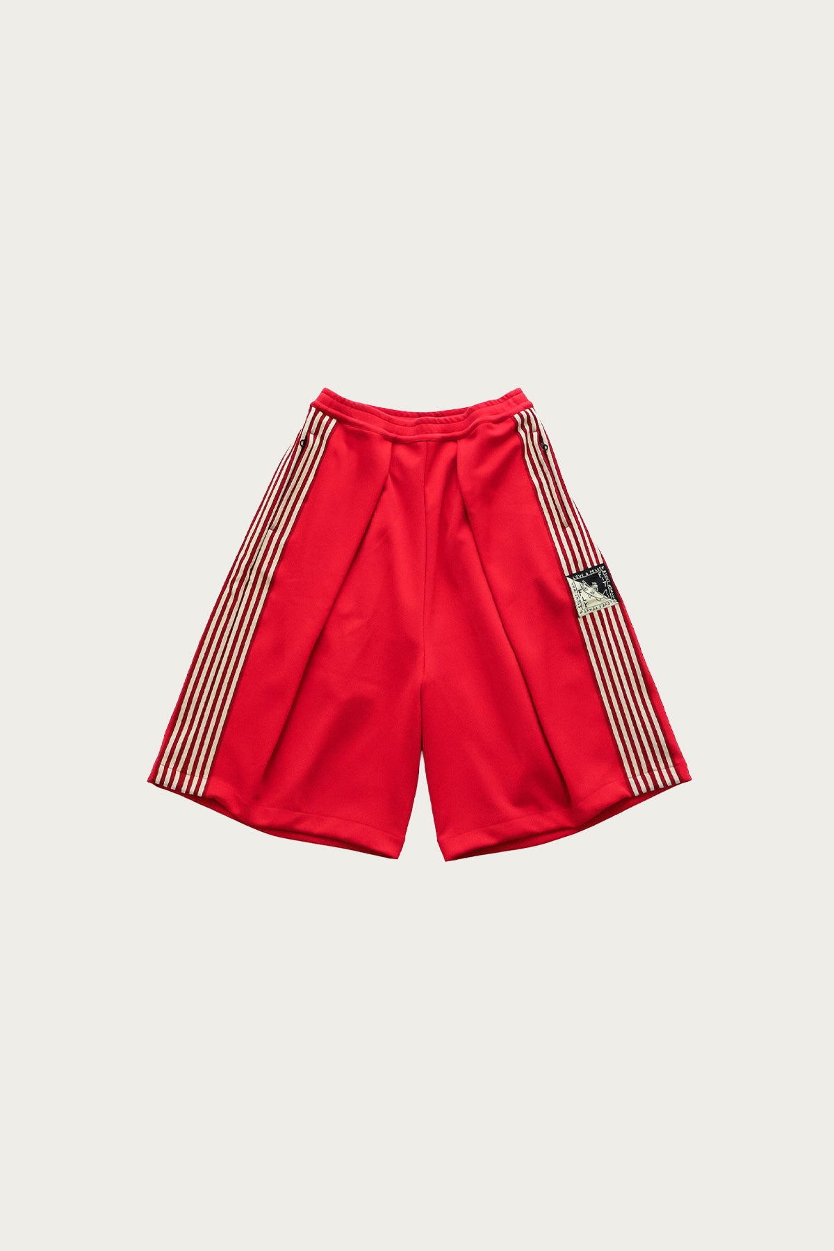 Kapital - Smooth Jersey KOME-KOME Track Jorts (BannerStripe) - Red - Canoe Club